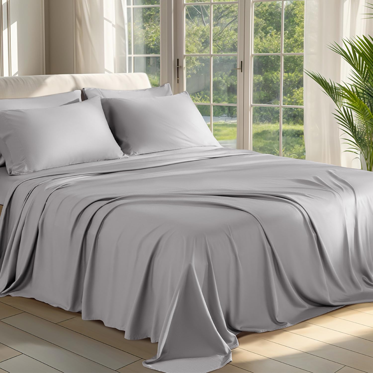 Bamboo Viscose Full Size Bed Sheets Set - 6 Piece Ultra Cooling & Silky Soft Sheets with 16