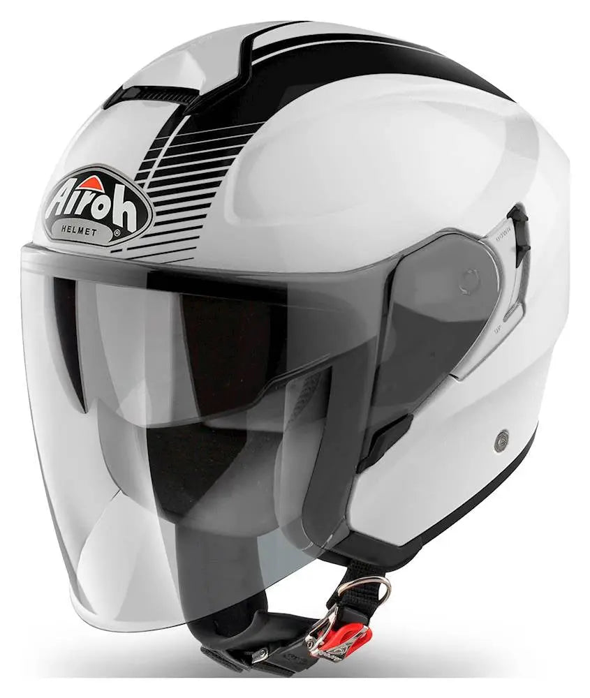 Airoh Hunter Jet Simple Gloss White Motorcycle Helmet - Lightweight DOT Certified Full Face Helmet for Street Bike & Cruiser Riding - Perfect for Urban Commuting & Highway Travel