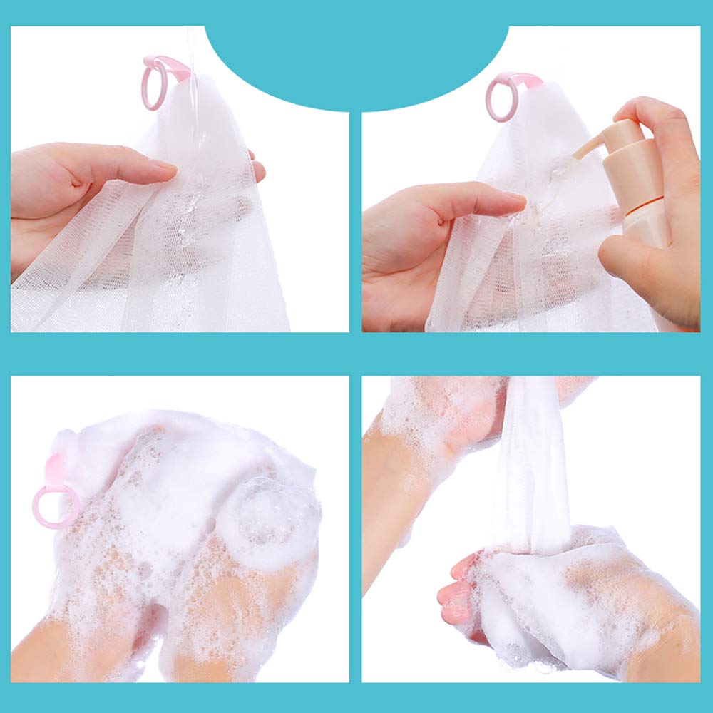 4-Piece Mesh Facial & Body Cleansing Sponge Set - Gentle Exfoliating Skin Care Tool for Easy Bubble & Foam Creation | Perfect for Daily Face Wash, Shower & Makeup Removal