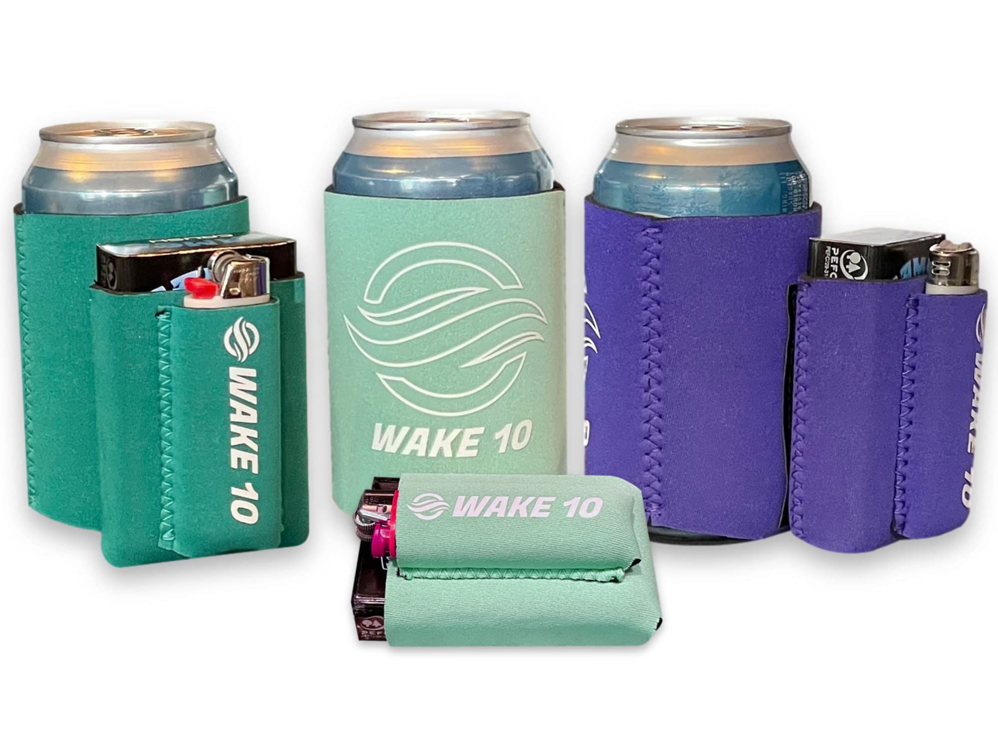 Magnetic Can Cooler with Detachable Cigarette & Lighter Holder - Insulated Beer Sleeve for Cans, 3-Pack (Assorted Colors) - Perfect for Camping, BBQs, and Outdoor Parties
