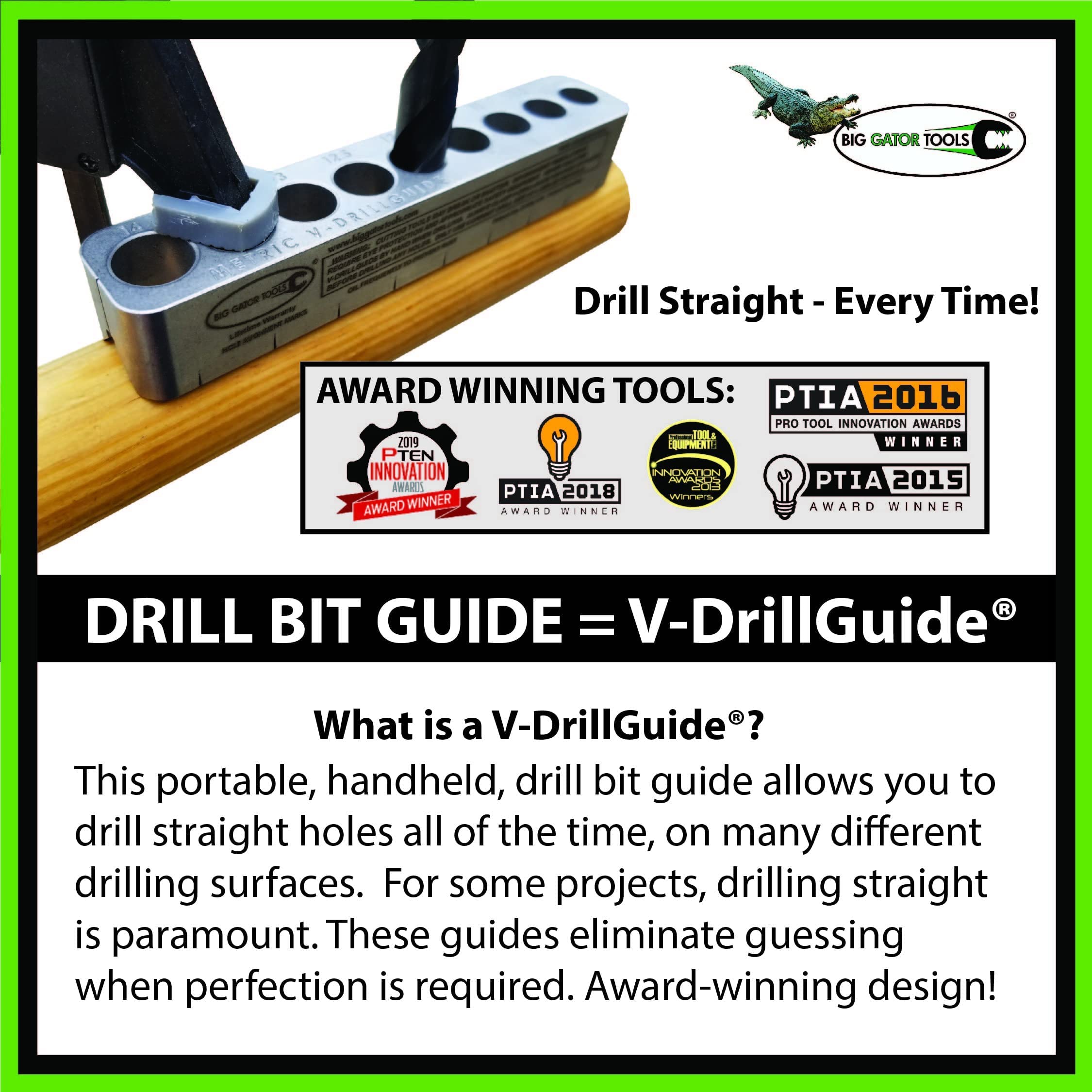 Big Gator Tools 10-Piece V-Drill Guide & V-Tap Guide Set - Ultimate Precision Drilling Kit for Metalworking, Woodworking, and DIY Projects