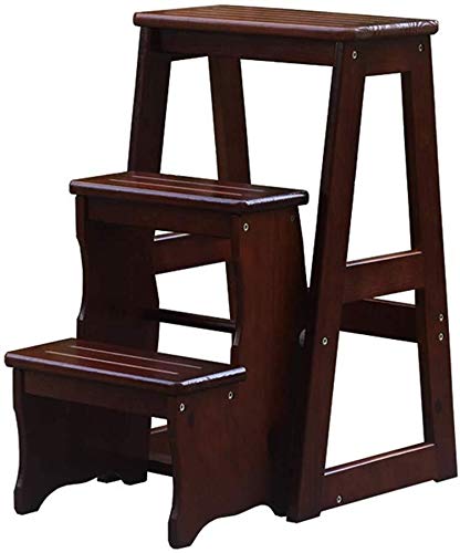 Solid Wood Folding Step Stool for Home - Multifunctional Indoor Climbing Stool for Kitchen, Bathroom, Library | Non-Slip Stepladder for Reaching High Shelves & Storage Spaces