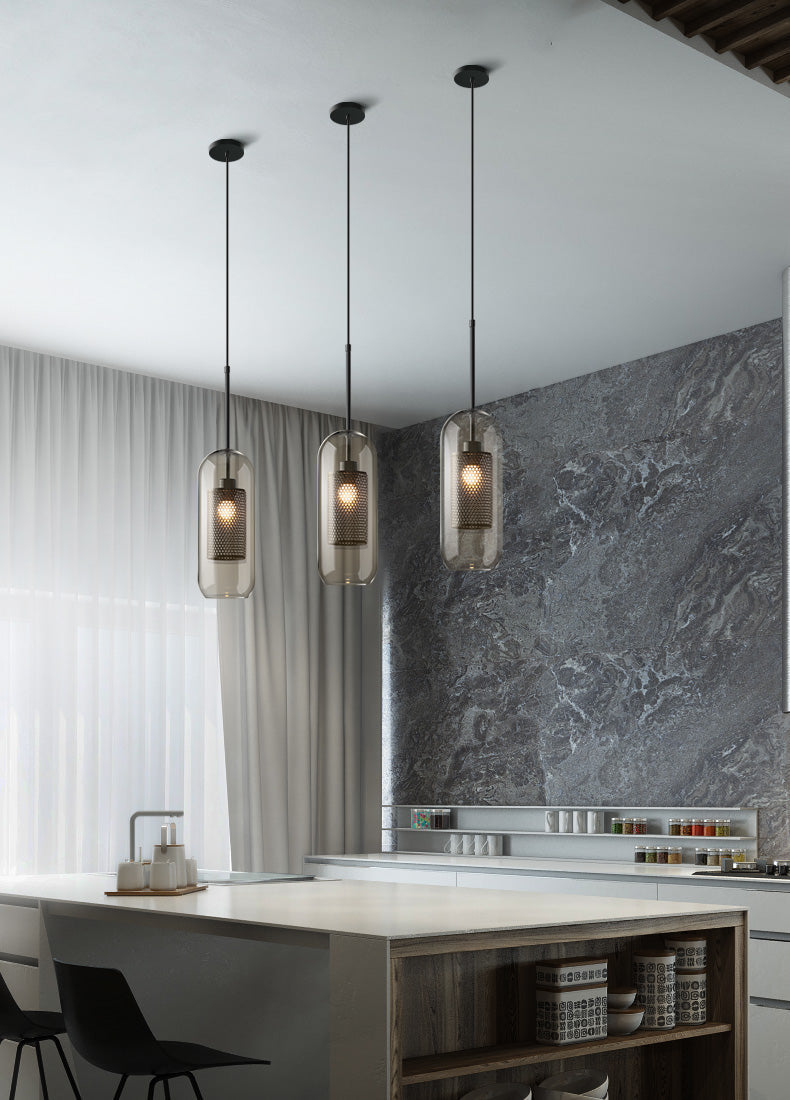 Chiswick Glass Pendant Light - Modern Hanging Ceiling Lamp for Kitchen Island, Dining Room & Bedroom Lighting