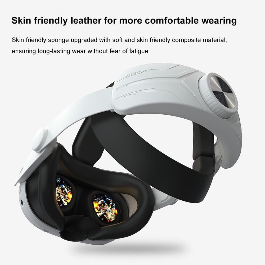 Meta Quest 3 Head Strap - Adjustable Comfortable VR Headband with PU Sponge Pad | Ergonomic Design Reduces Face Pressure | Perfect for Gaming, VR Experiences & Extended Play Sessions