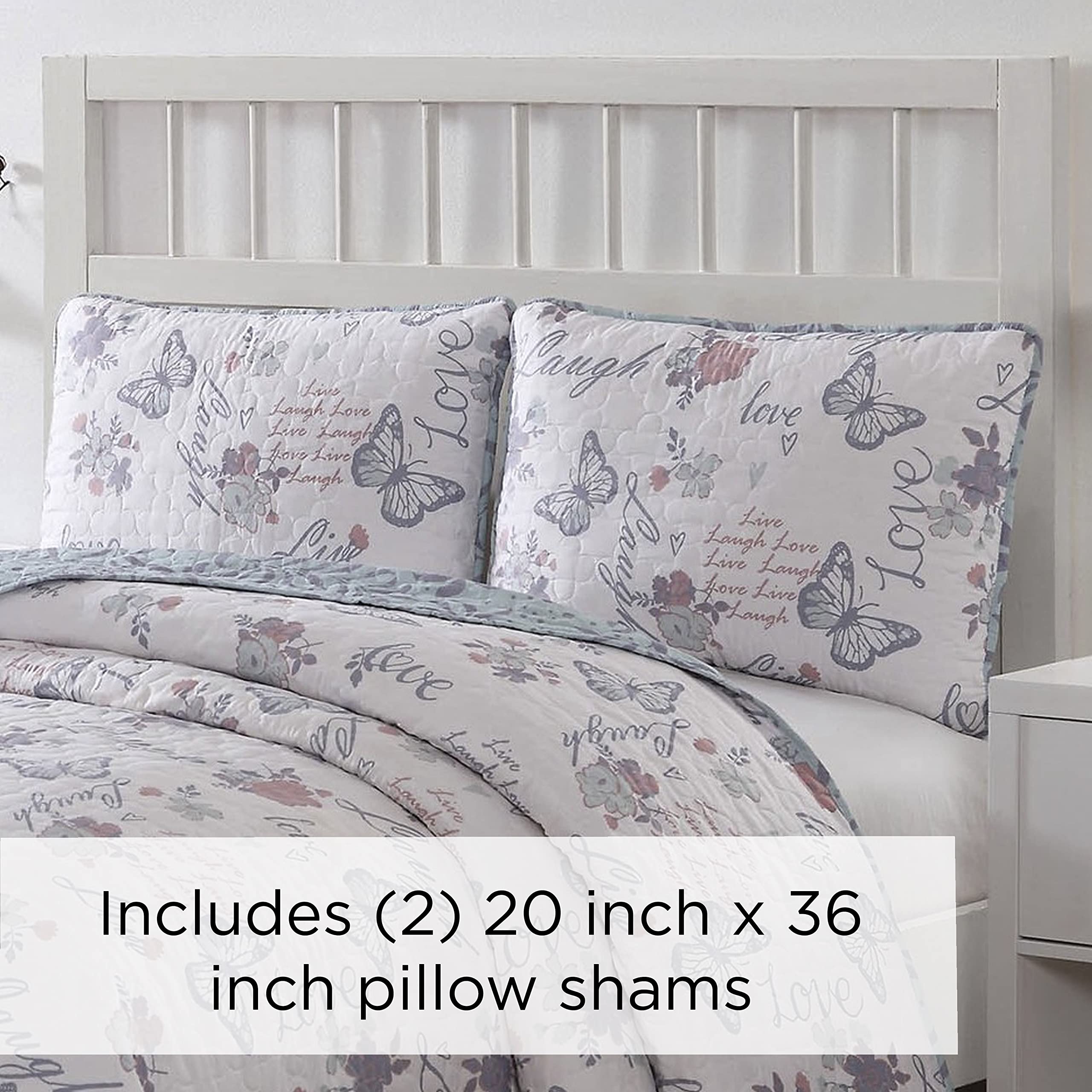 Live Laugh Love Reversible King Quilt Set - Cozy Bedroom Decor