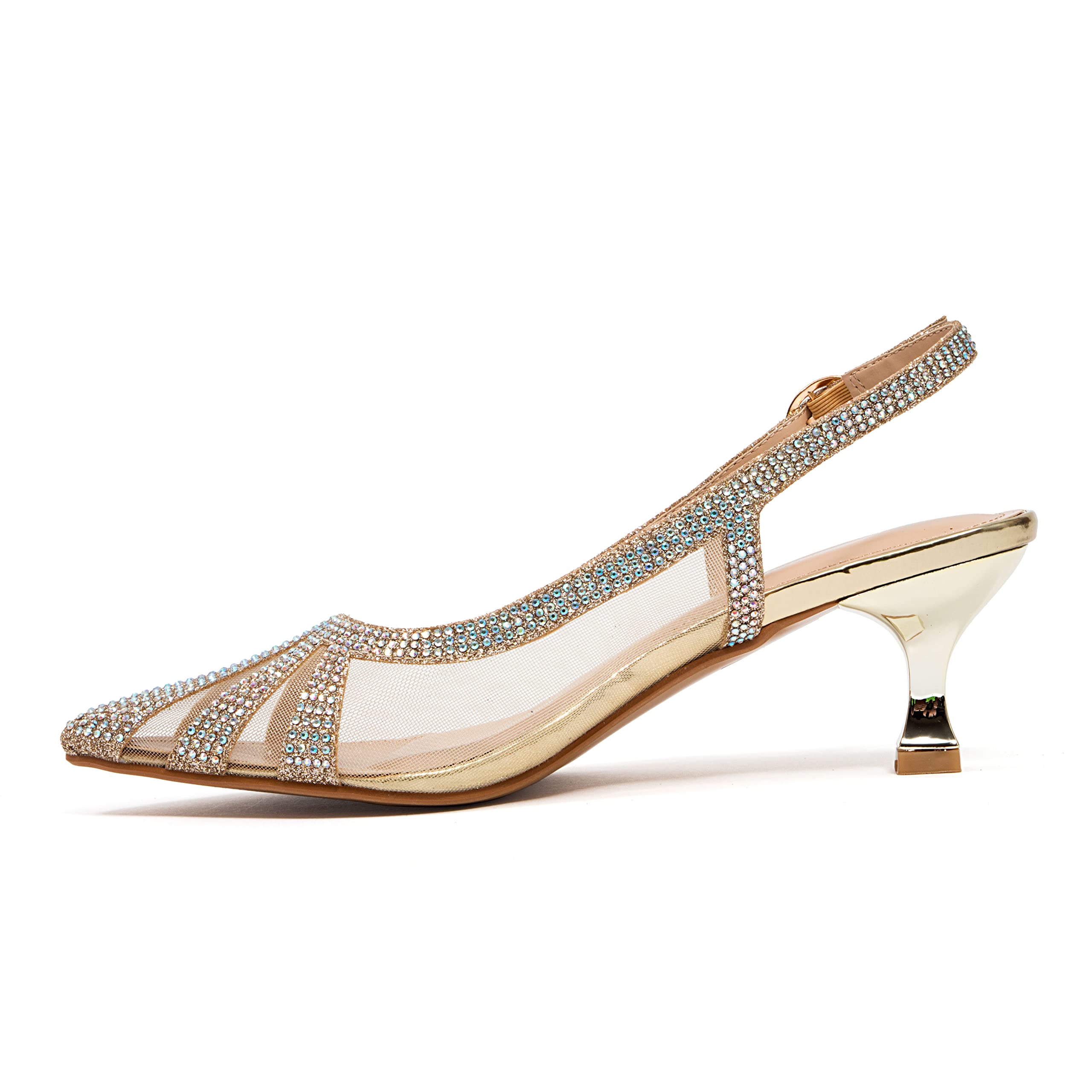 Ninety Union Macy Rhinestone Trimmed Sling Back Pumps - Elegant Women's Dress Shoes for Parties, Weddings & Evening Events