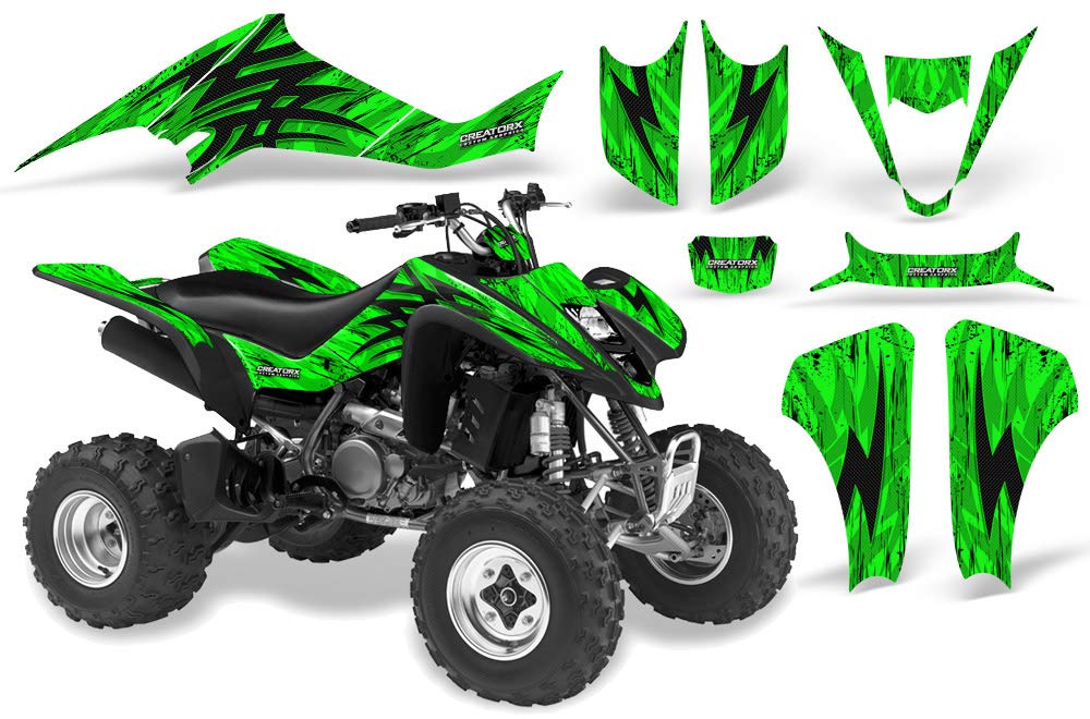 Kawasaki KFX 400 Graphics Kit - Tribal Design Decals & Stickers Set in Green | Off-Road ATV Customization & Protection