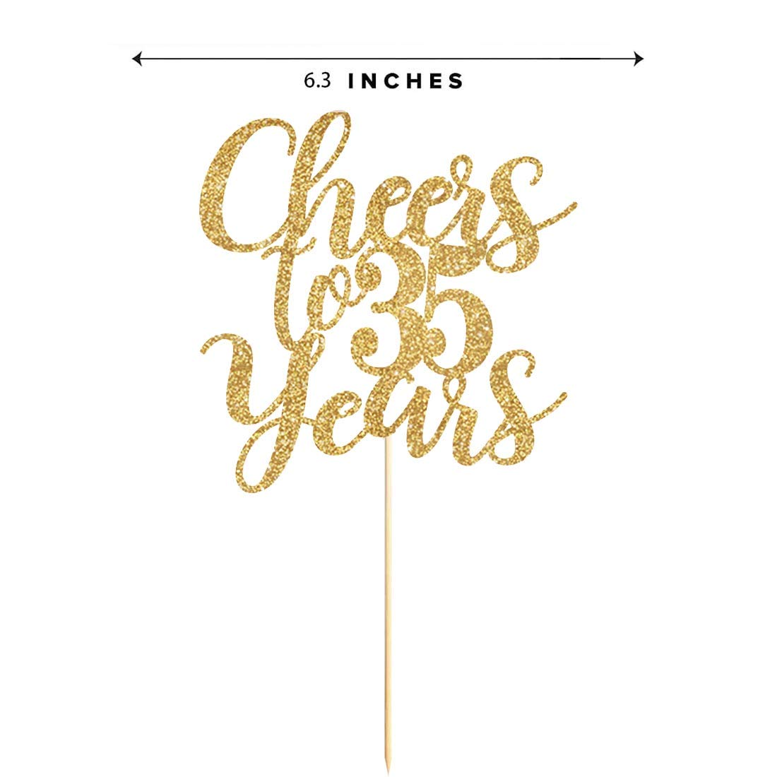 Gold Glitter Cheers to 35 Years Cake Topper | Happy 35th Birthday Cake Decoration | Party Supplies for Anniversary Celebration | Perfect for Birthday Cakes, Cupcakes & Dessert Tables