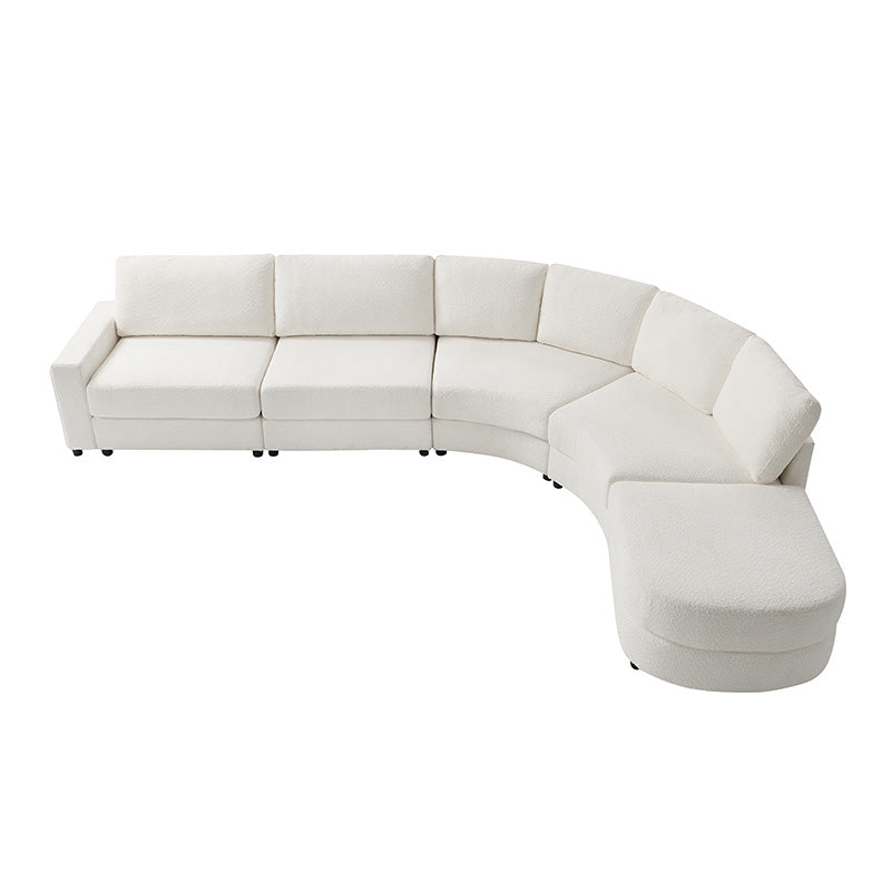 Aeris Modern Curved Sectional Sofa Set - L-Shaped Couch with Ottoman for Living Room, Lounge & Entertainment Spaces | Contemporary Fabric Upholstery, Comfortable Seating for Family & Guests