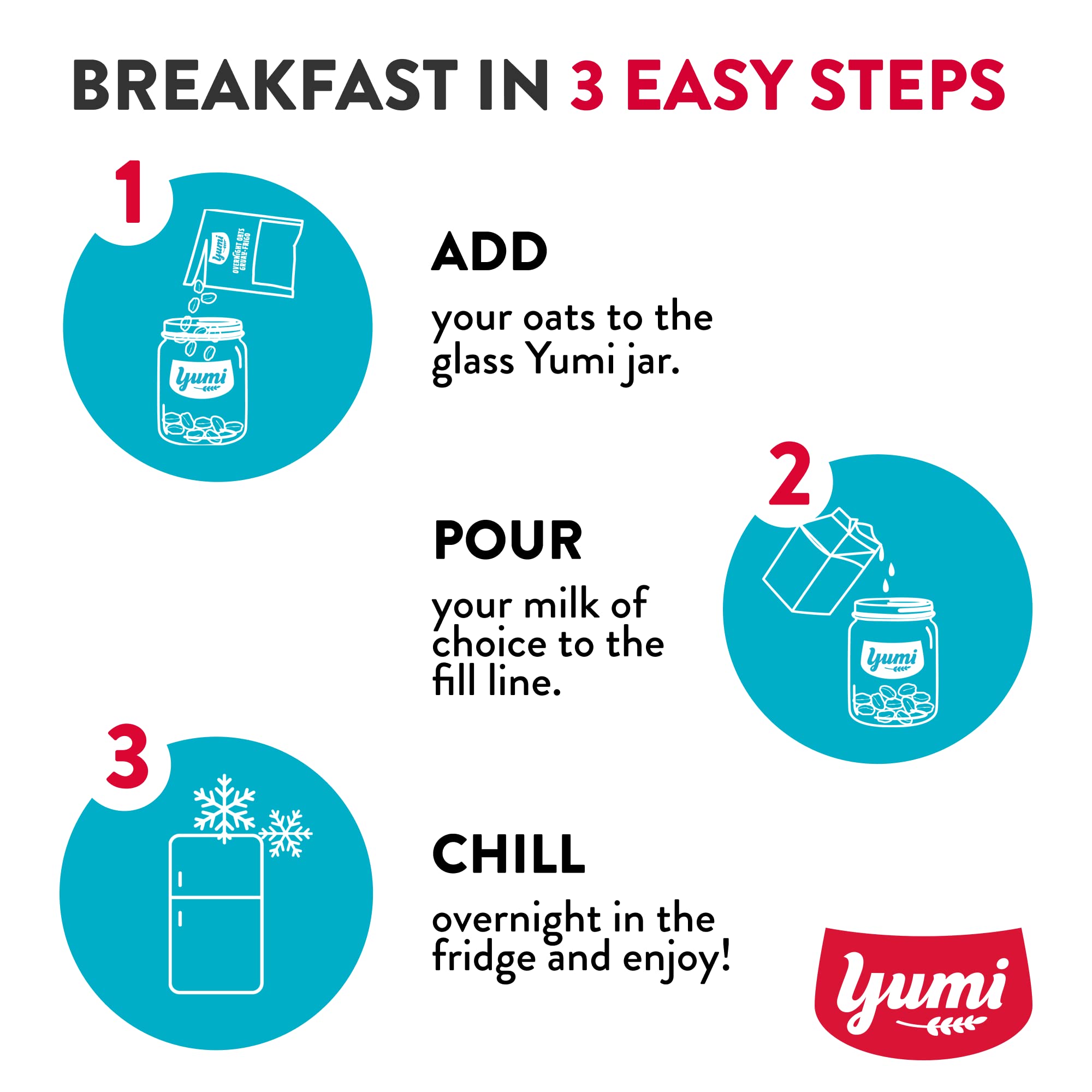 Yumi Organics - High Protein & Fiber Overnight Oats Bundle | Low Sugar Organic Oatmeal (11 Pack + 2 Free Glass Jars) | Perfect for Breakfast, Meal Prep & On-the-Go Snacks