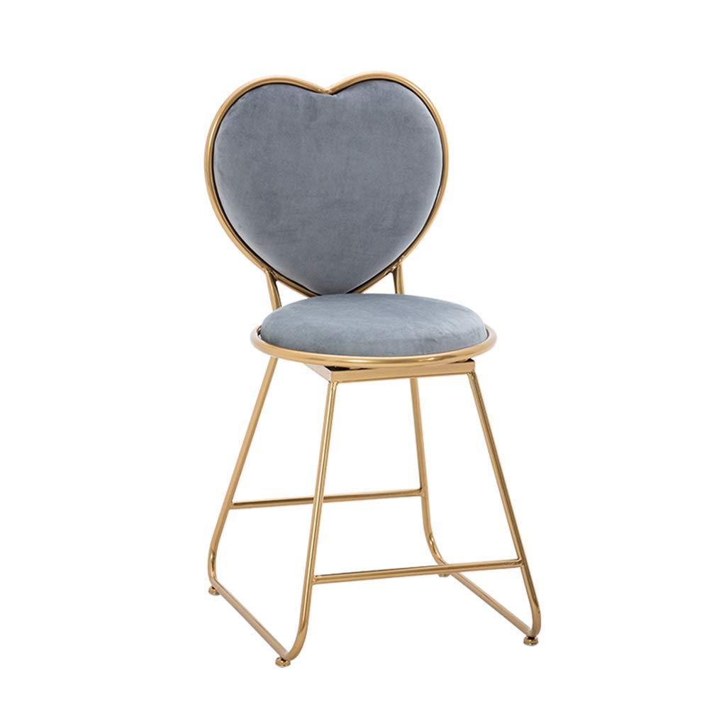 Gray Dining Chair Bar Stool with Backrest - Home Office, Dressing Table & Computer Chair for Kitchen, Living Room & Beauty Salon Use