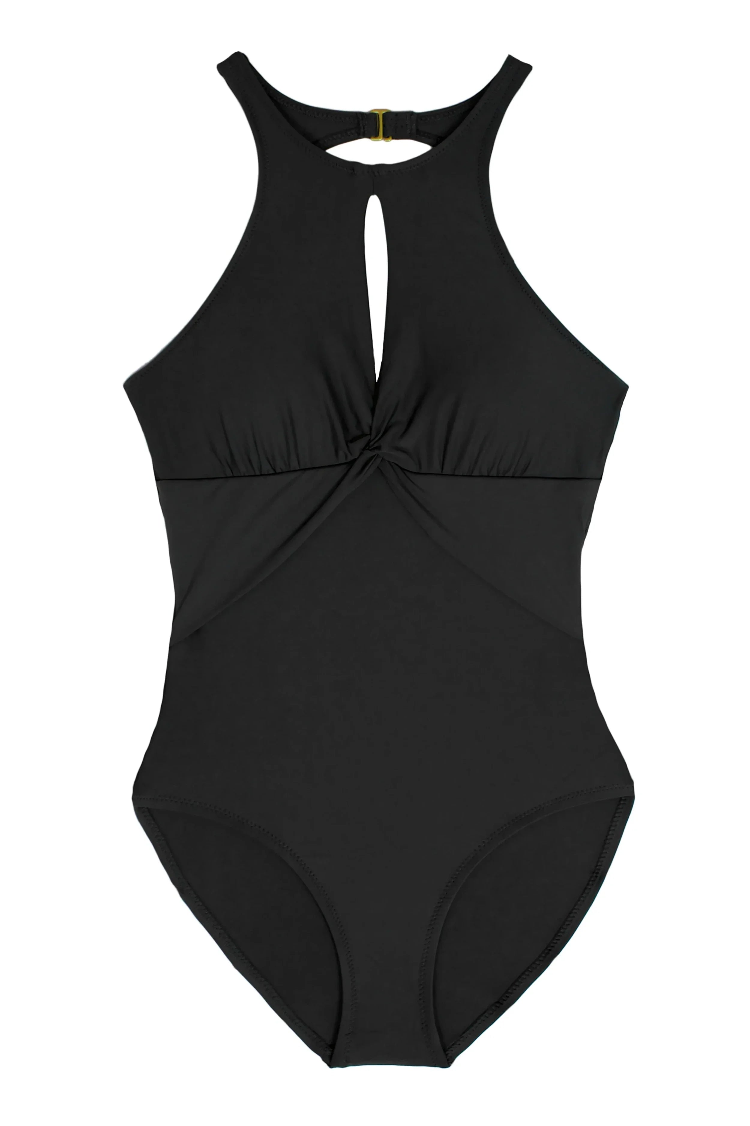 Elegant High Neck One Piece Swimsuit - Black | Perfect for Swimming, Beach Vacations & Summer Fashion