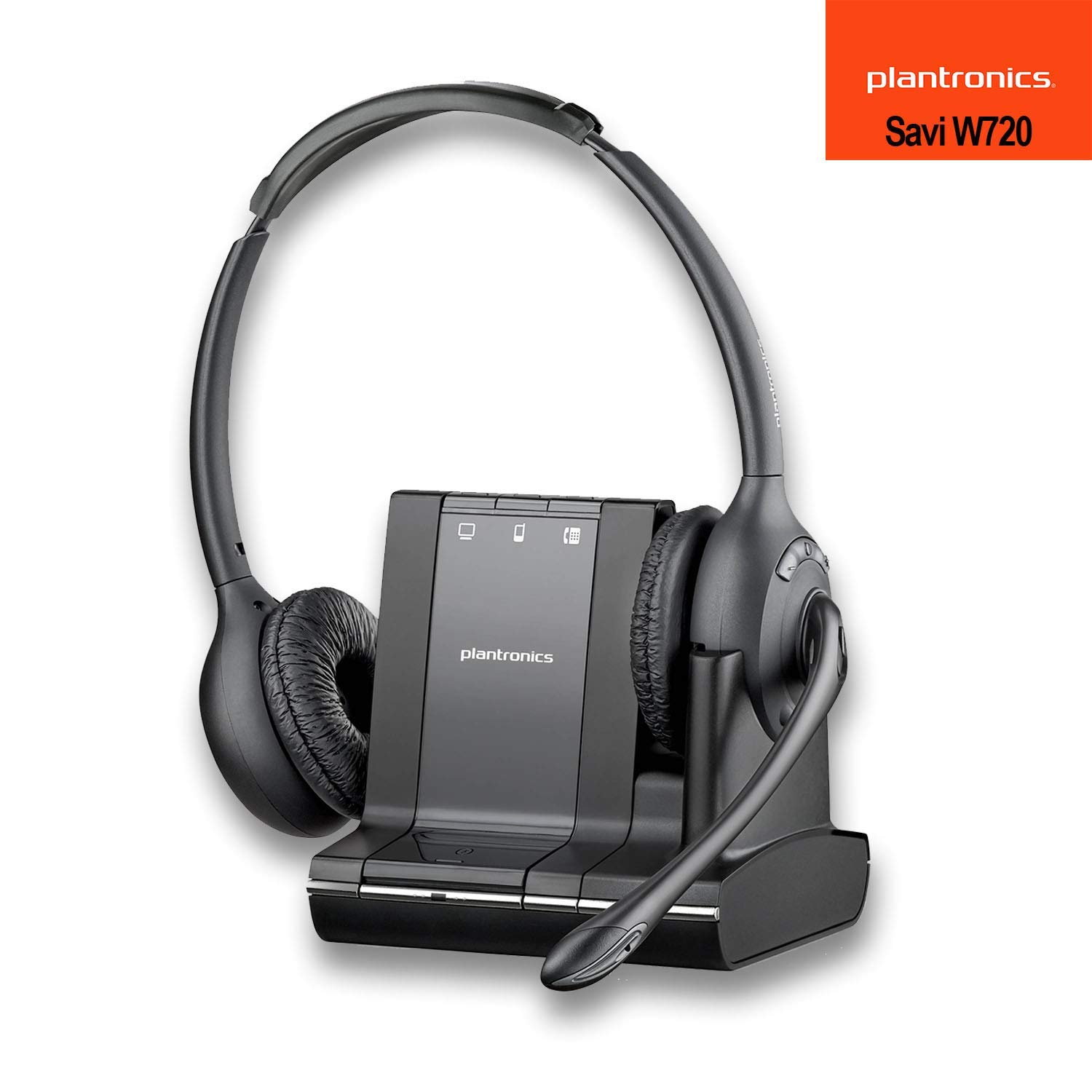 Plantronics Savi W720 Wireless Headset System - Multi-Device Bluetooth Headset with Noise Cancelling Mic for Office, Call Center & Remote Work