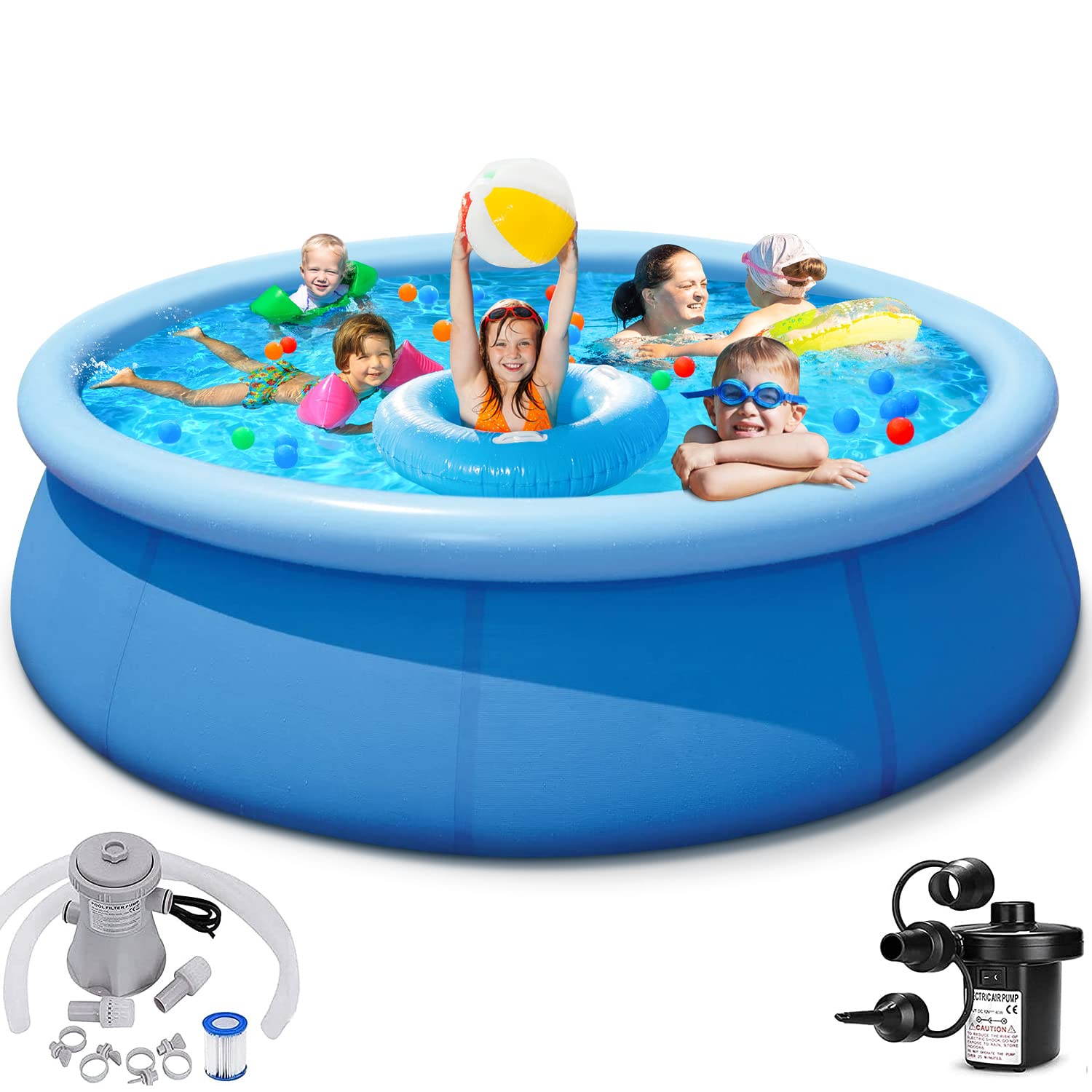 10ft x 30in Quick Set Inflatable Above Ground Swimming Pool with Water Filter Pump & Air Pump - Perfect for Backyard Fun, Family Gatherings & Summer Relaxation