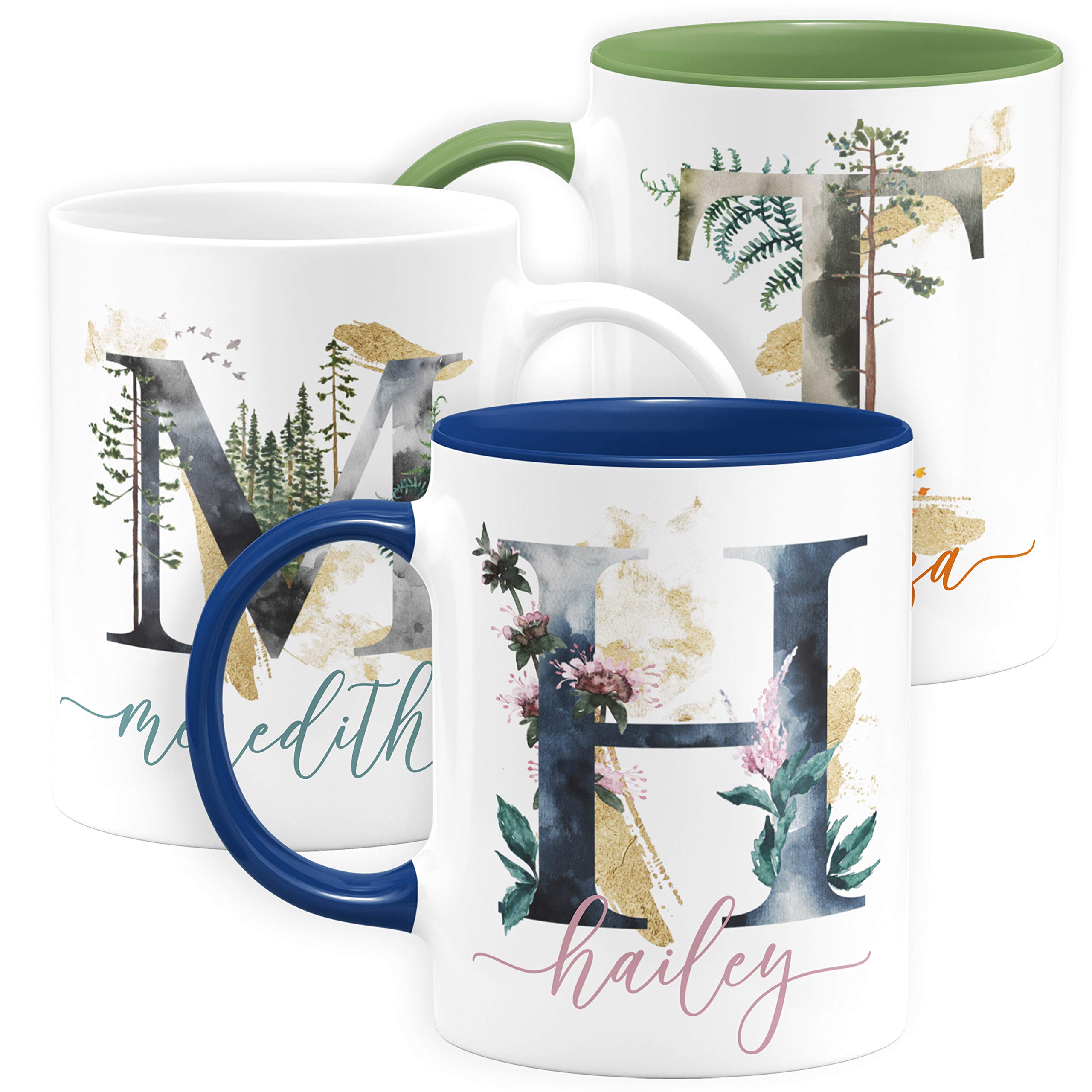 Personalized Initial Coffee Mug - 11oz Royal Blue Ceramic Cup - Gifts for Women - Perfect for Birthdays & Office Use