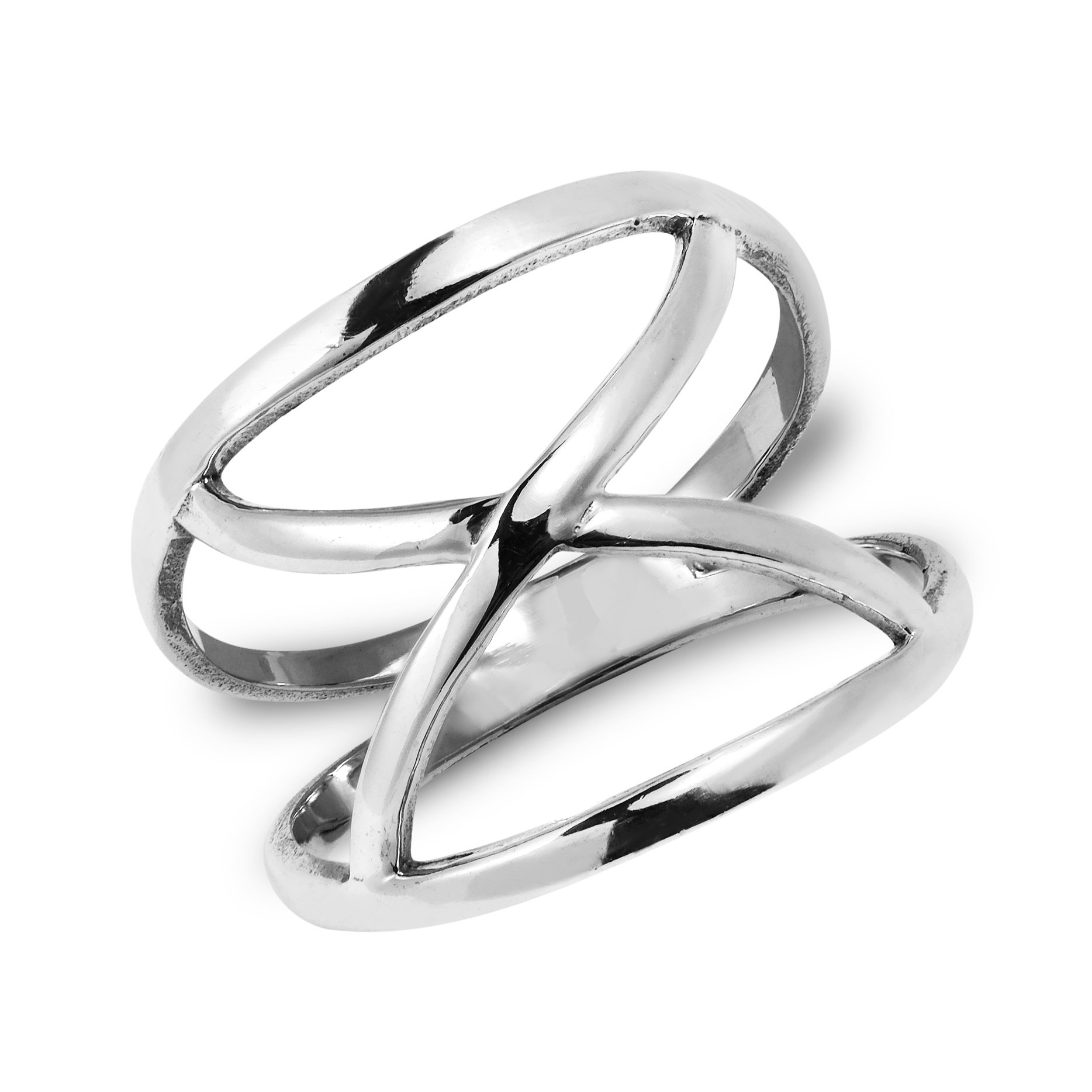 AeraVida Modern Infinite Loop Open X Orbit .925 Sterling Silver Band Ring for Women | Wedding, Engagement & Fashion Statement Jewelry | Casual Everyday Wear | Size 6-10 | Perfect for Date Night, Office & Special Occasions