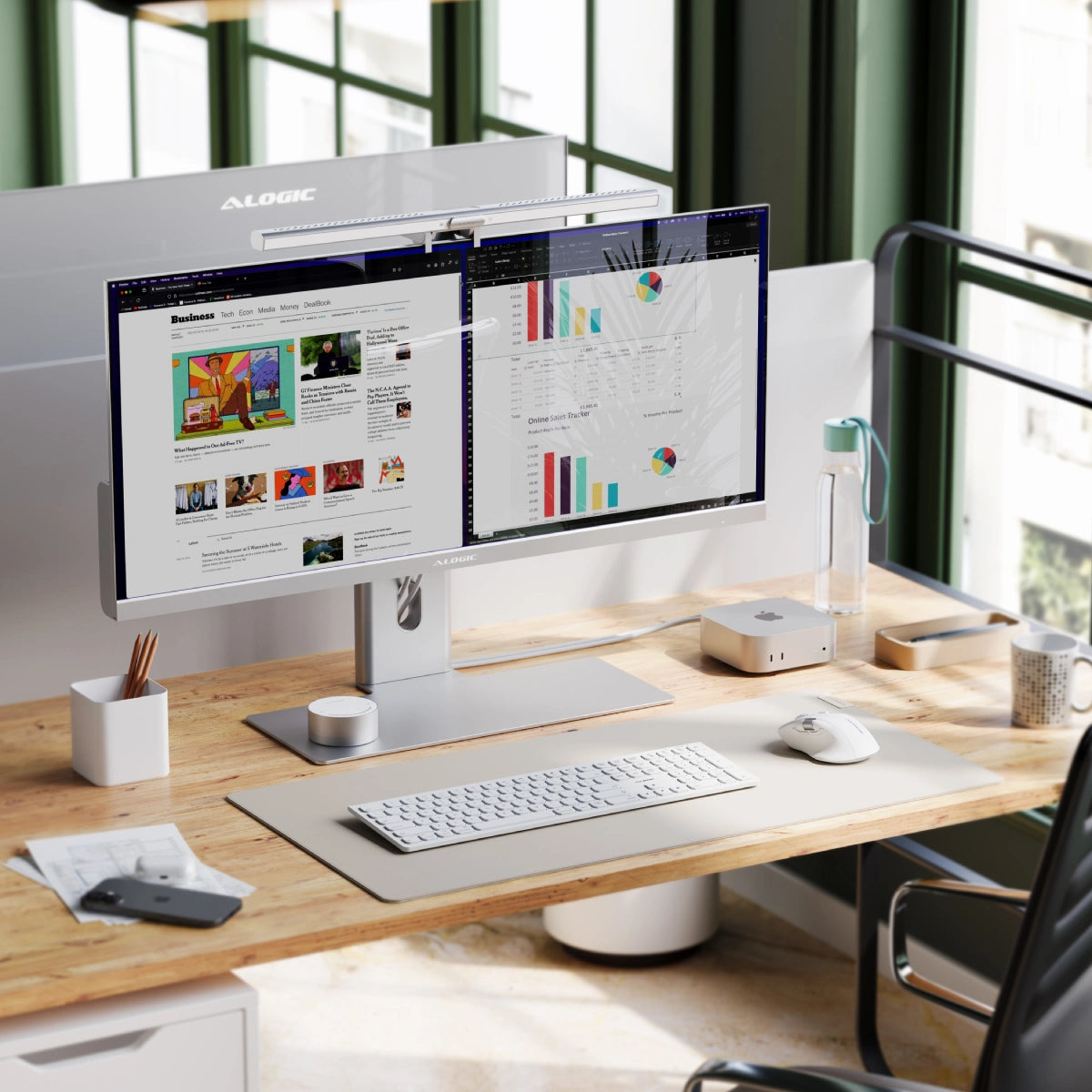Edge 34 Ultrawide QHD Monitor - 34 Inch Curved Gaming & Office Display with 144Hz Refresh Rate, HDR, AMD FreeSync - Silver | Perfect for Home Office, Gaming Setup & Productivity Workstations