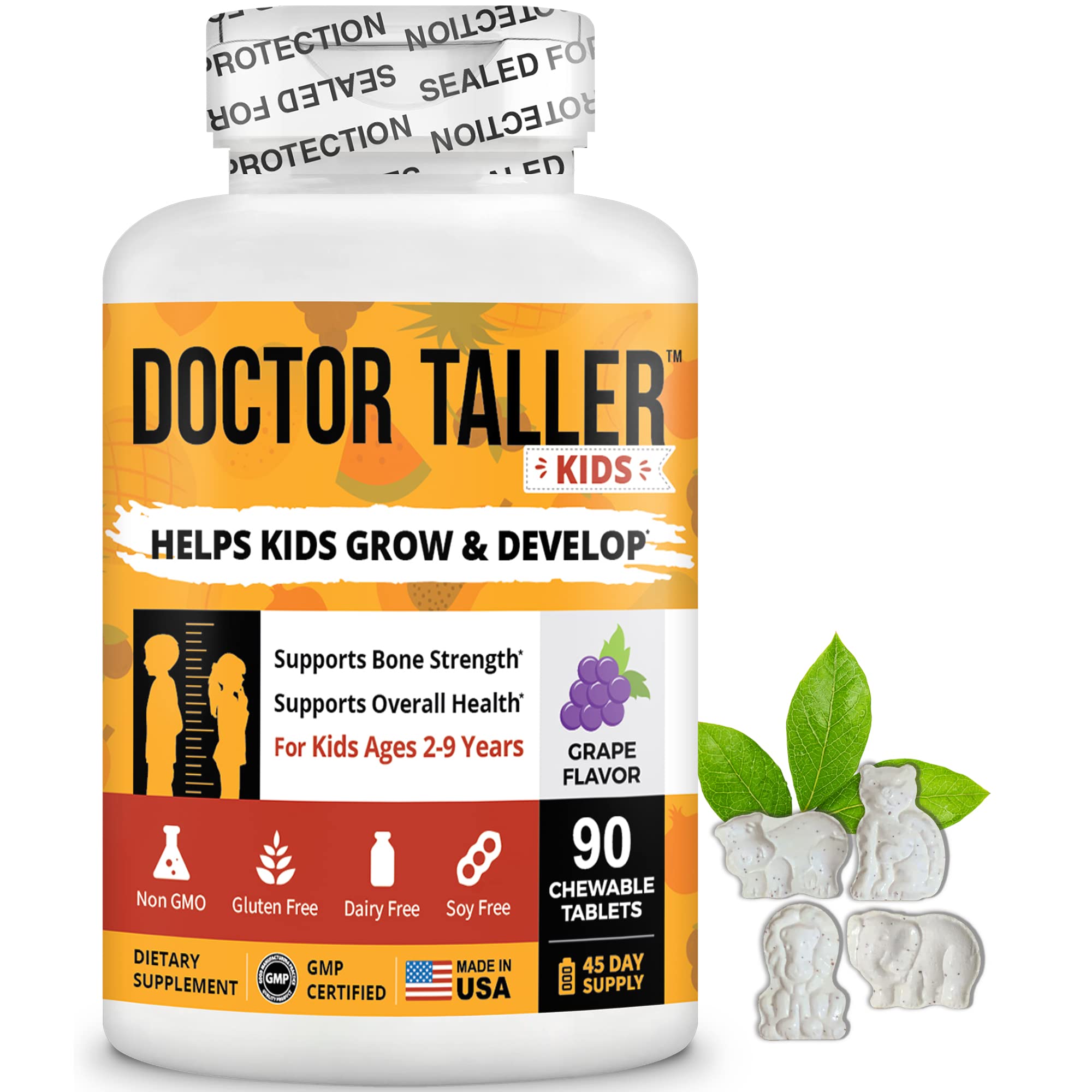 Doctor Taller Kids Height Growth Supplement - Multivitamins, Calcium & Minerals for Children Ages 2-9 | Grape Flavor Gummies | Supports Bone Development & Healthy Growth | 6 Pack (9 Month Supply) | Perfect for Picky Eaters & Active Kids