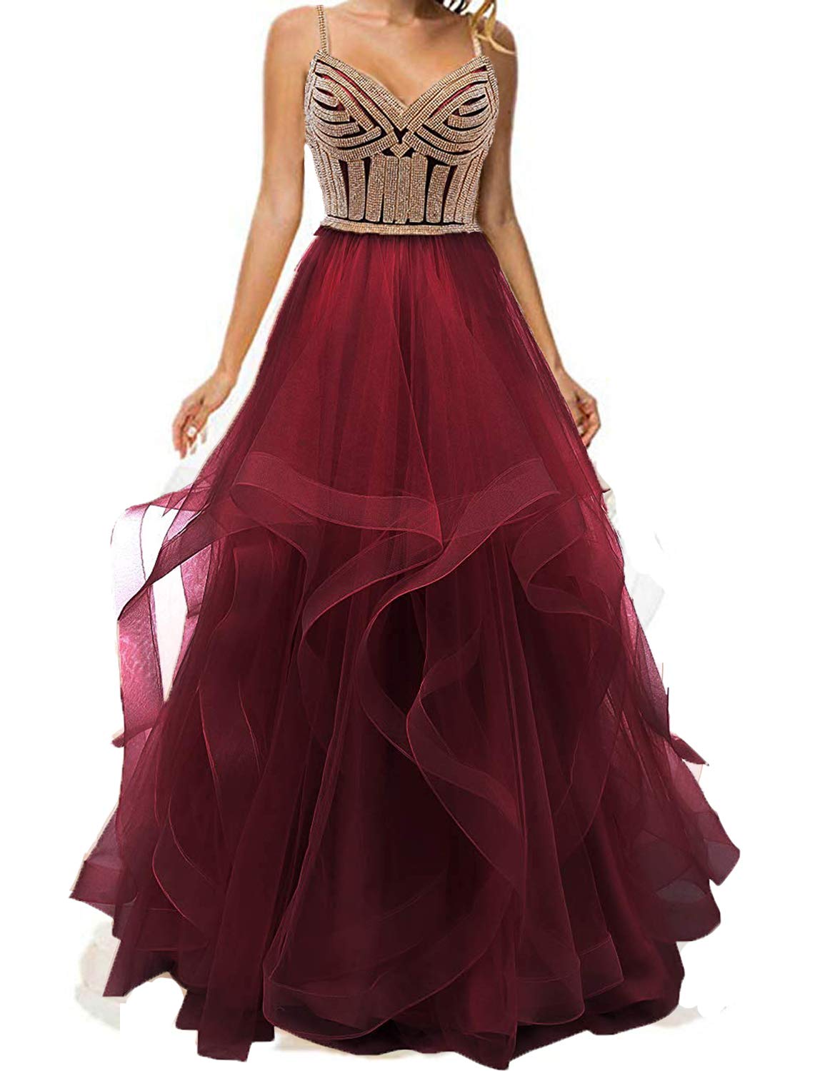 Elegant Adela Prom Dress - Tulle Tiered Evening Gown with Straps for Ball & Formal Events | Perfect for Homecoming, Quinceañera & Wedding Parties