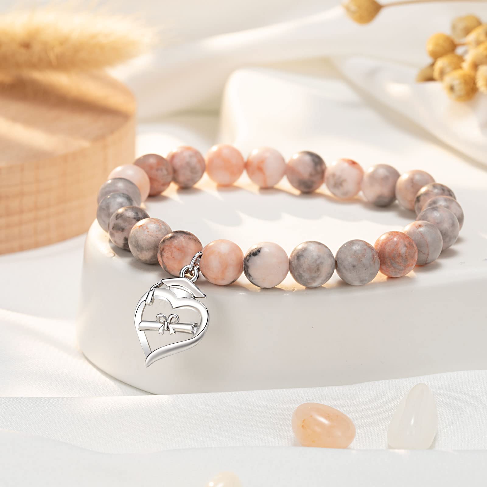 UPROMI Graduation Bracelet for Women - Class of 2024 High School, College, PhD & Masters Degree Gifts - Elegant Jewelry for 5th, 8th Grade, Elementary & Middle School Girls - Perfect for Commencement Ceremonies & Graduation Parties