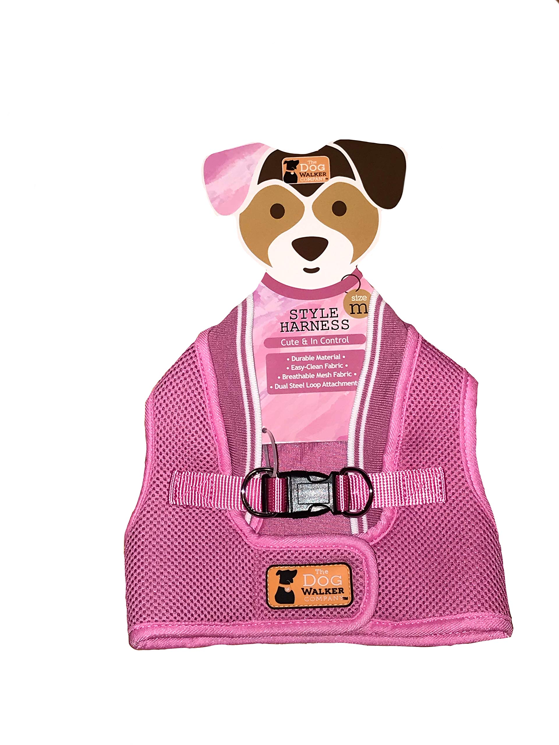 Reflective Dog Harness for Small Dogs 15-20 lbs - Pink with White Trim | Adjustable Pet Safety Vest for Night Walks, Jogging & Outdoor Adventures