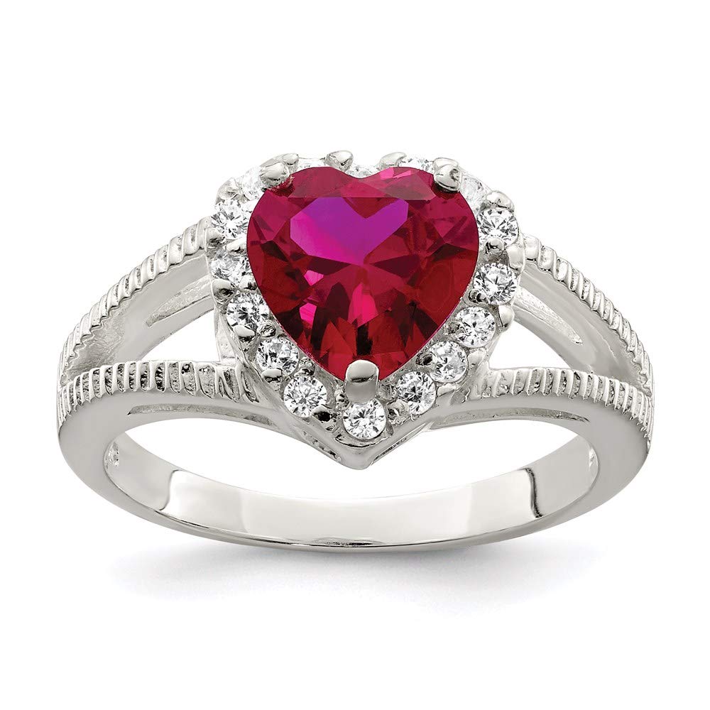 925 Sterling Silver Red Cubic Zirconia Heart Ring for Women - Elegant Valentine's Day, Anniversary & Birthday Gift - Perfect for Romantic Occasions & Special Moments