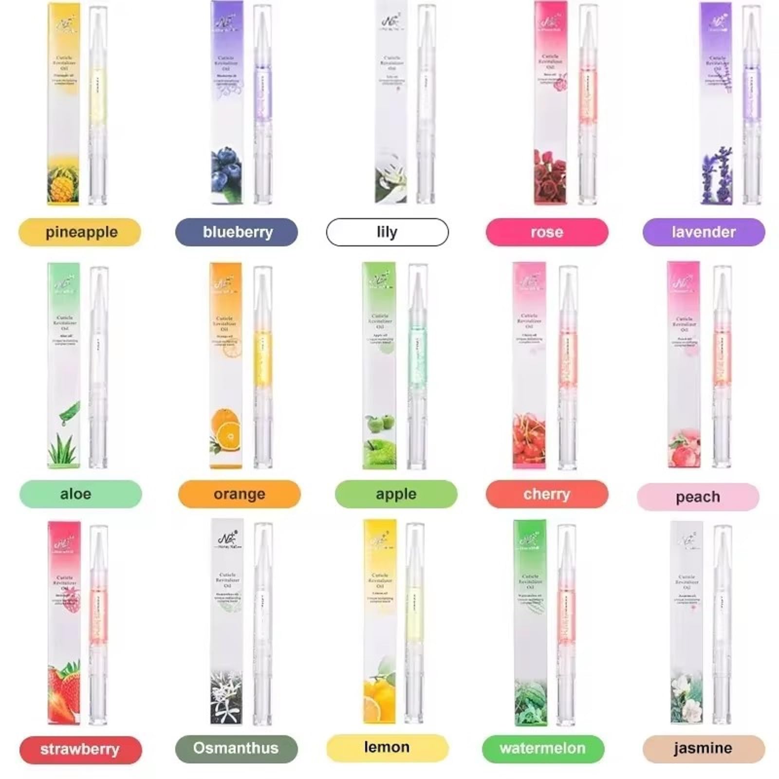 Yimart 4-Piece 15-Scent Nail Cuticle Oil Pen Set - 2ML Nourishing Liquid for Dry, Brittle Nails & Hangnails - Orange Scented Nail Care Essential for Manicures, Pedicures & At-Home Nail Treatments