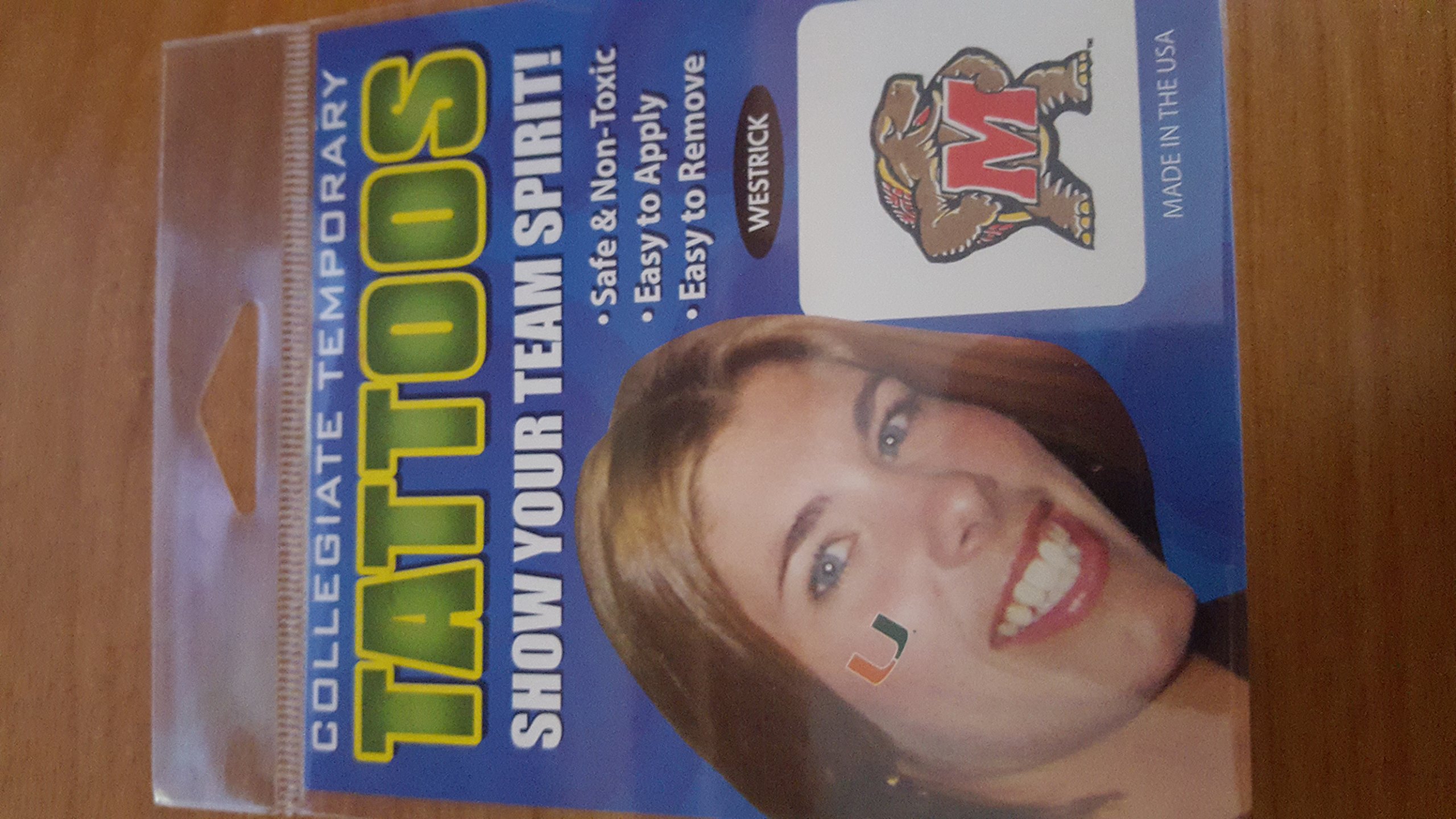 Maryland Terrapins 4 Pack Temporary Face Tattoos - Waterproof & Long Lasting for Game Day, Halloween & Sports Events