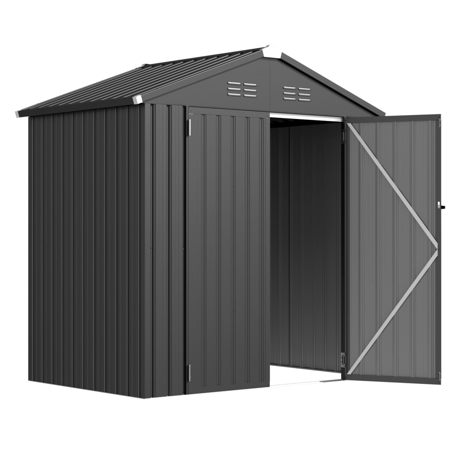 AECOJOY 6' x 4' Dark Grey Metal Storage Shed - Outdoor Utility & Garden Shed with Lockable Doors for Backyard, Patio, Lawn Equipment & Tool Organization | Weatherproof & Durable for Year-Round Use