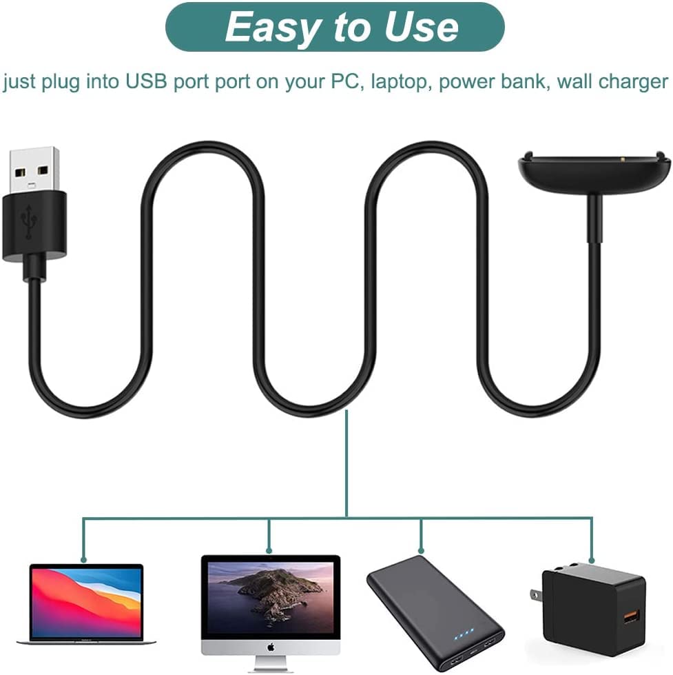 Original Fitbit Inspire 3 Charger Cable Replacement - USB Charging Cord Compatible with Inspire 3 Fitness Tracker - Fast Charging Accessory for Home, Gym & Travel Use