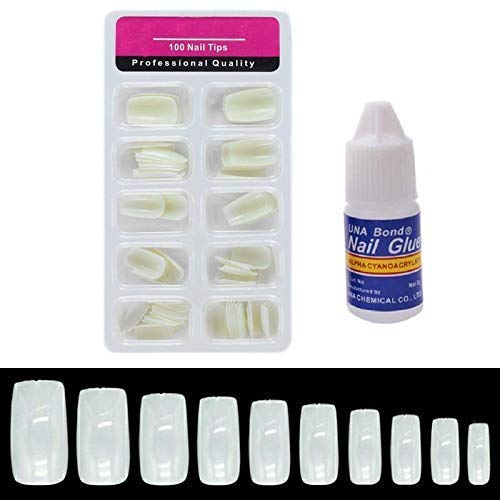 Shidara 100pcs Clear White Acrylic Fake Nails for Nail Art - Full Cover Artificial Nails for Manicure, Salon & Party Wear