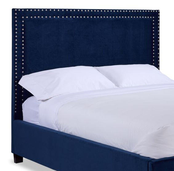 Chloe Full Size Headboard in Navy Blue - Upholstered Bed Frame Headboard for Bedroom Decor and Cozy Home Styling