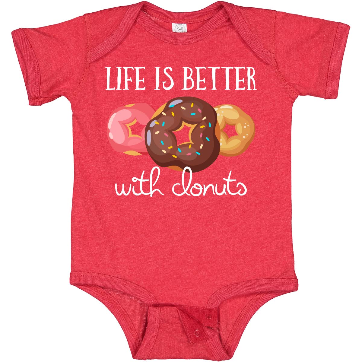 Inktastic Life is Better with Donuts Baby Bodysuit - Cute Donut Print Onesie for Newborns & Infants - Perfect for Birthday Parties, Photo Shoots & Everyday Wear