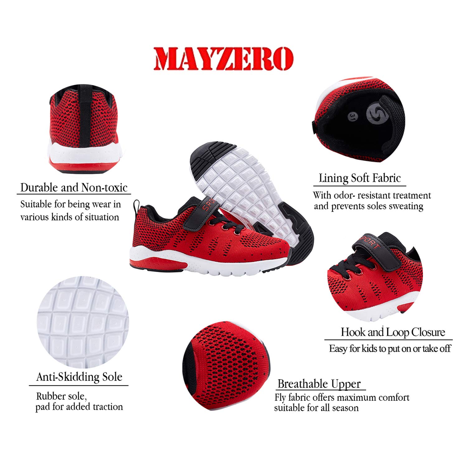 MAYZERO Kids Tennis Shoes - Breathable Lightweight Running & Walking Sneakers for Boys and Girls - Perfect for Sports, Gym, School & Outdoor Activities