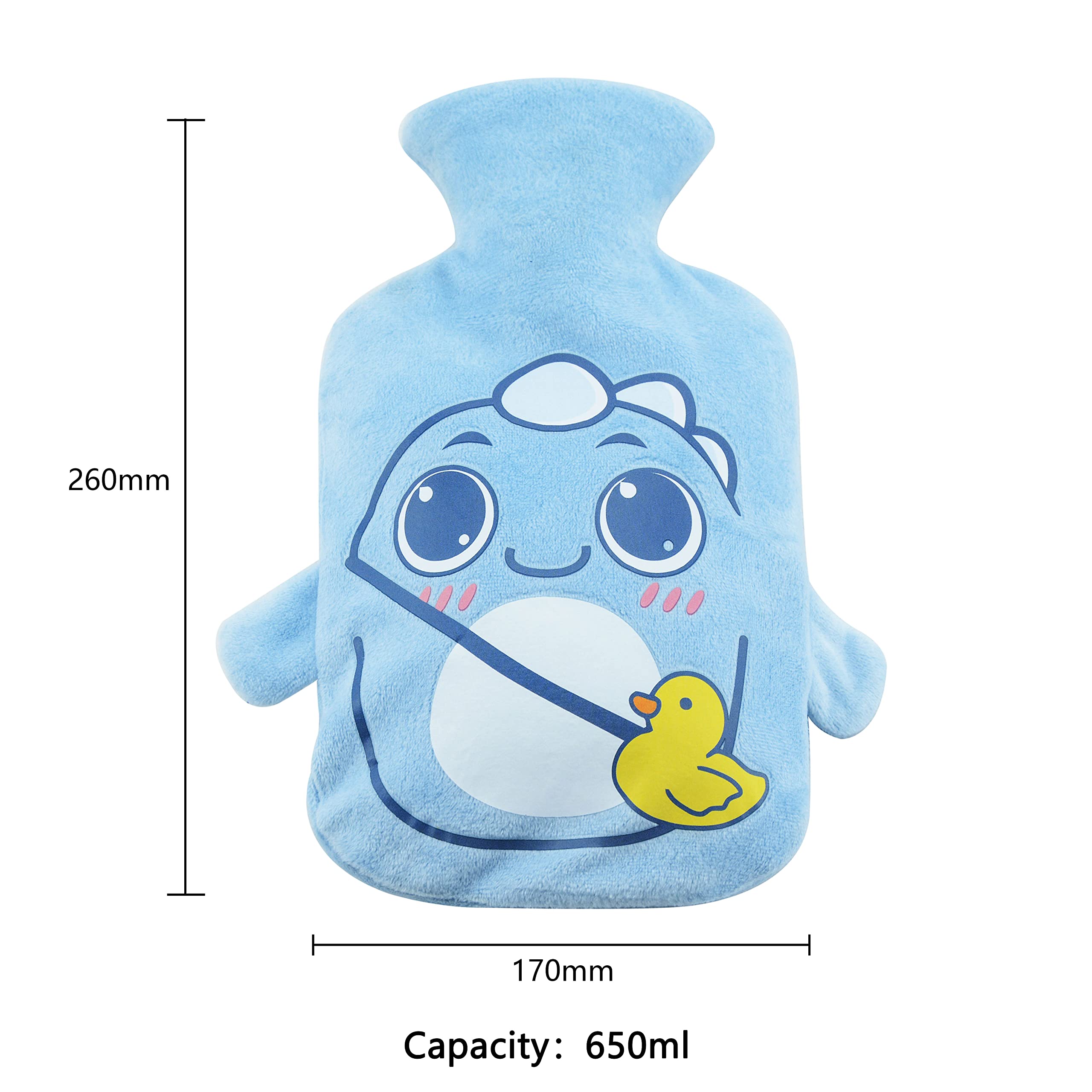 Blue 650ml Hot Water Bottle with Removable Soft Wool Cover - Leak-Proof PVC for Pain Relief, Hot & Cold Therapy - Perfect for Hand/Foot Warming, Bed Warmer & Menstrual Cramp Relief