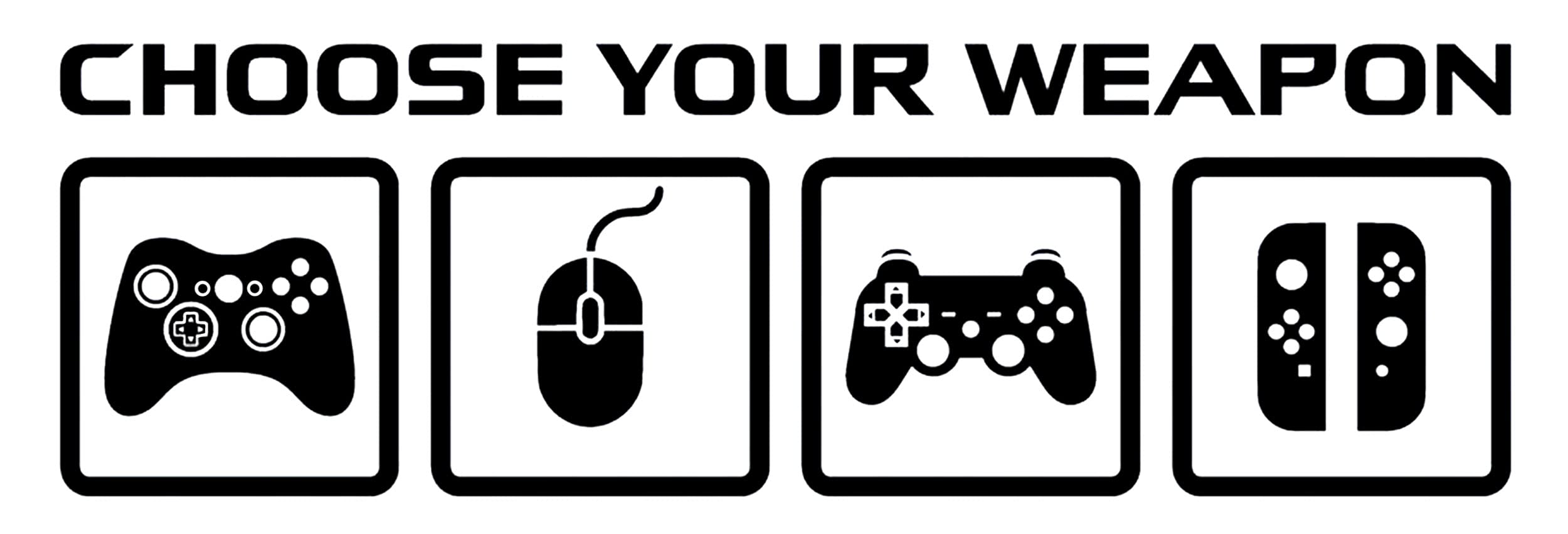 Custom Gaming Wall Decals - Choose Your Weapon Quotes & Game Controller Stickers for Boys Bedroom, Kids Room & Gaming Room Decor (22.4