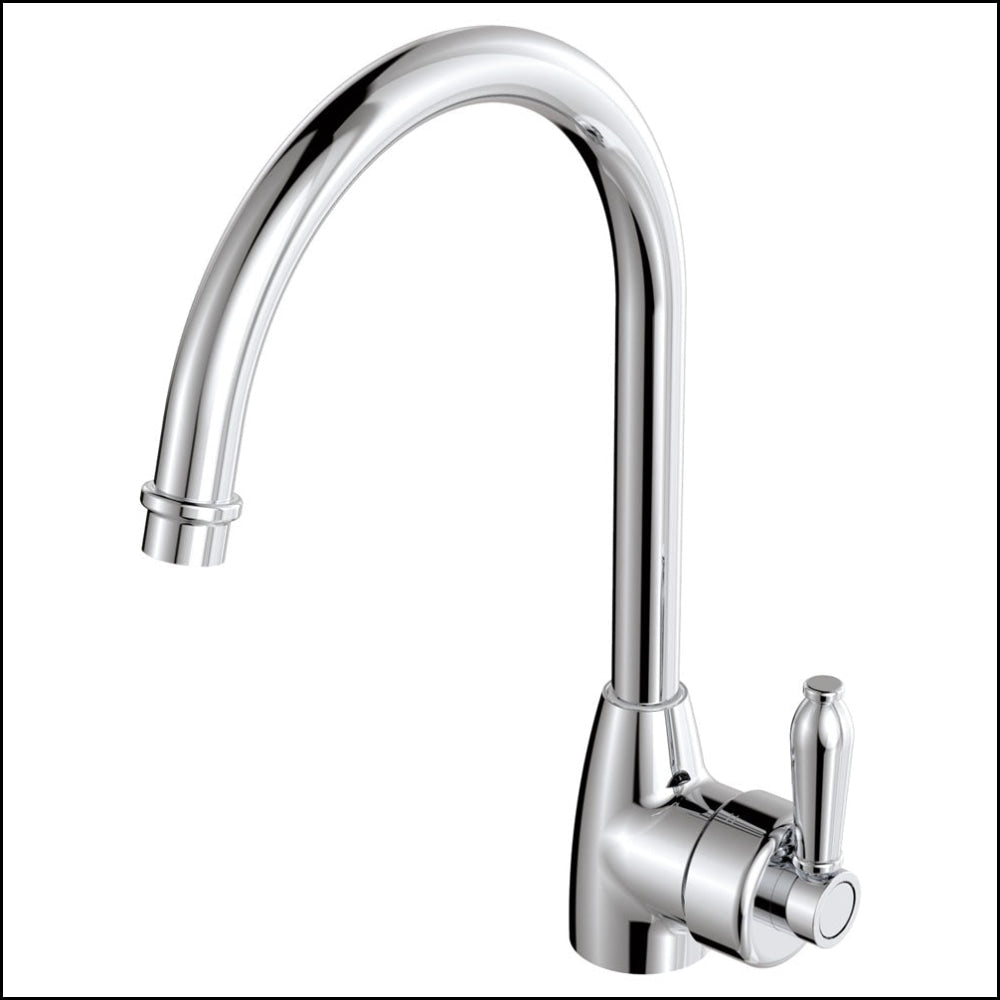 Fienza Eleanor 202109CC Chrome Gooseneck Kitchen Faucet with Chrome Handle - Perfect for Modern Farmhouse & Industrial Style Sinks