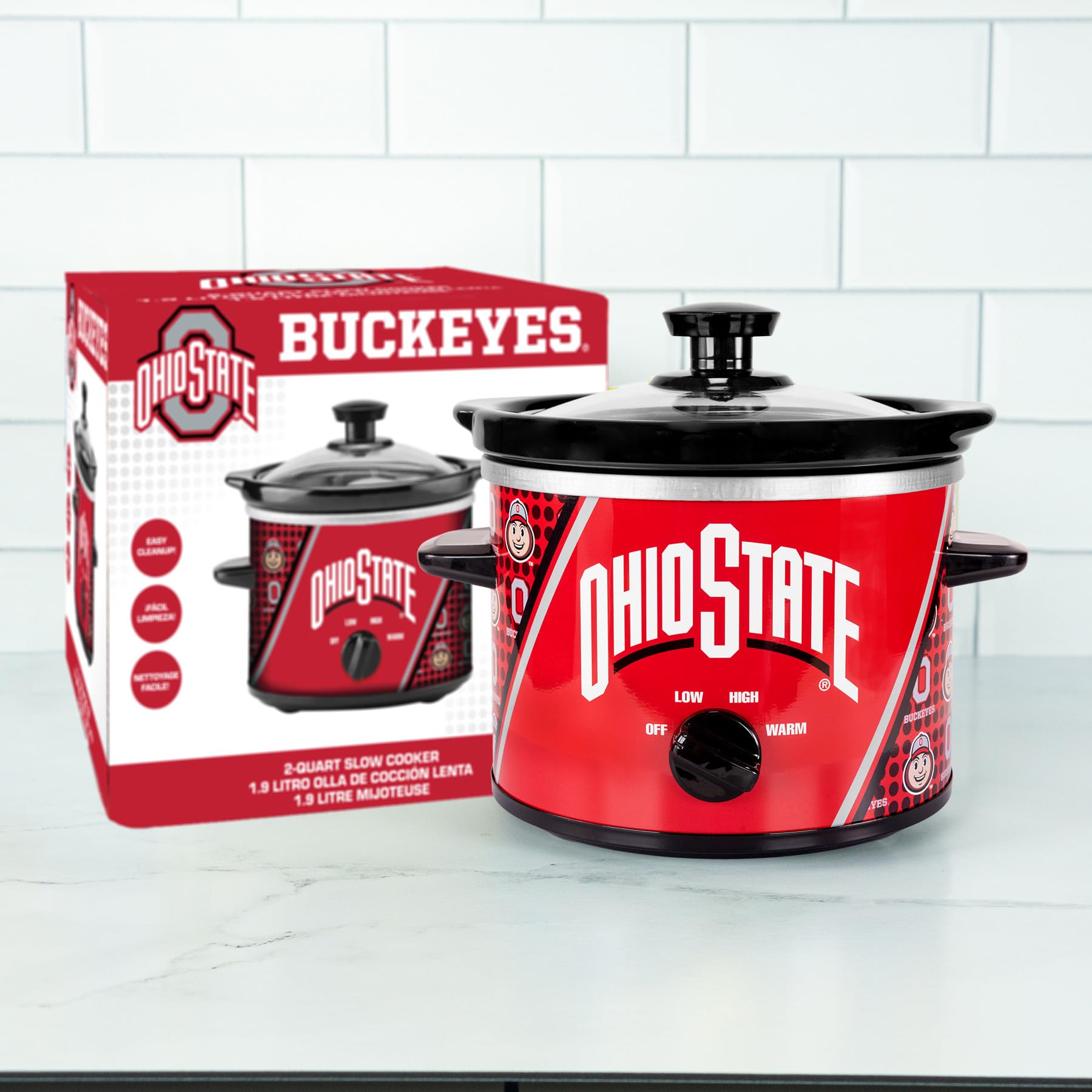Ohio State Buckeyes 2qt Slow Cooker by Uncanny Brands - Team Spirit Crock Pot for Soups, Chili & Game Day Meals - Perfect for Dorms, Tailgating & College Football Parties