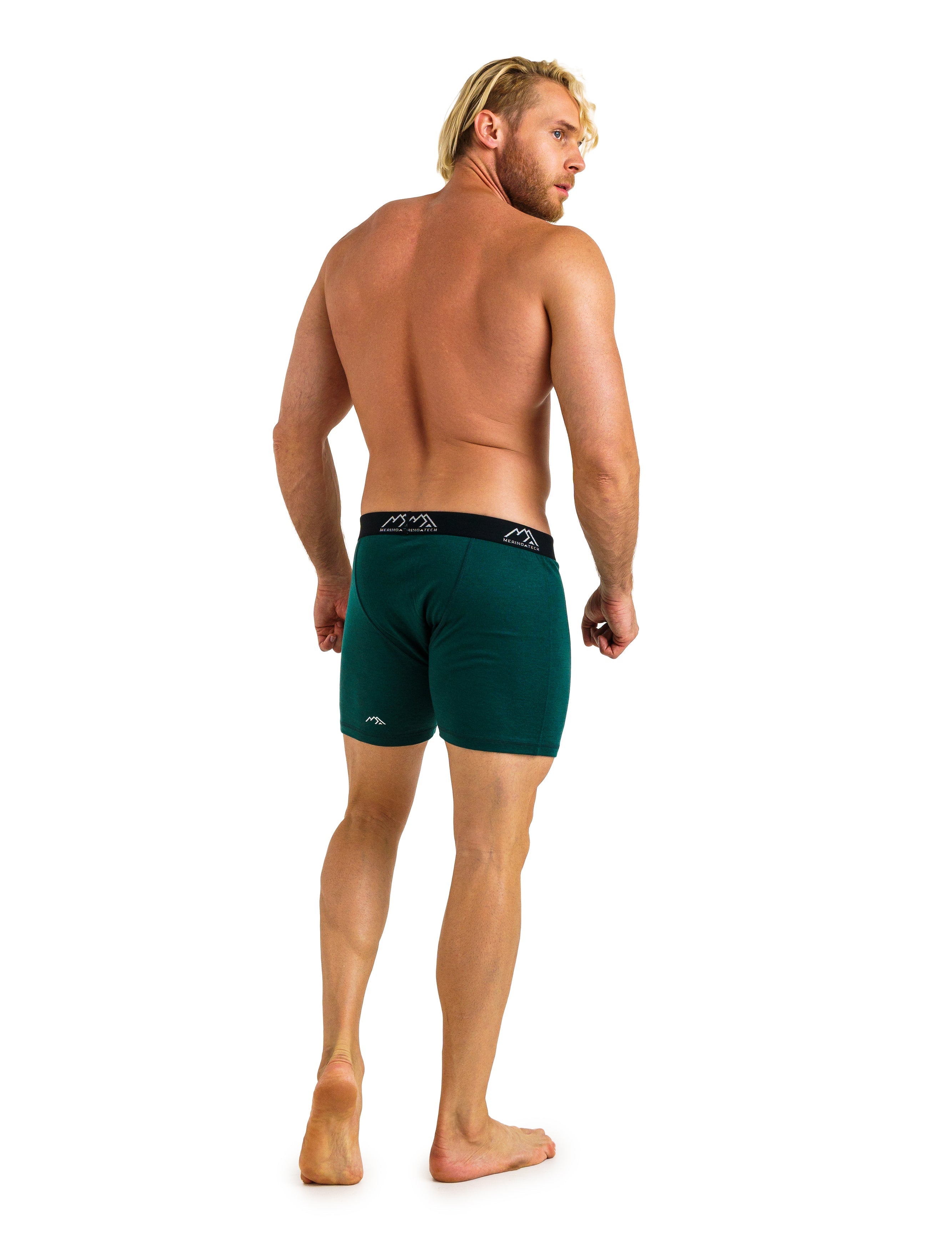 Premium Men's Merino Wool Boxer Briefs - 170g Soft & Breathable Underwear for All-Day Comfort - Forest Green - Ideal for Travel, Hiking & Outdoor Activities
