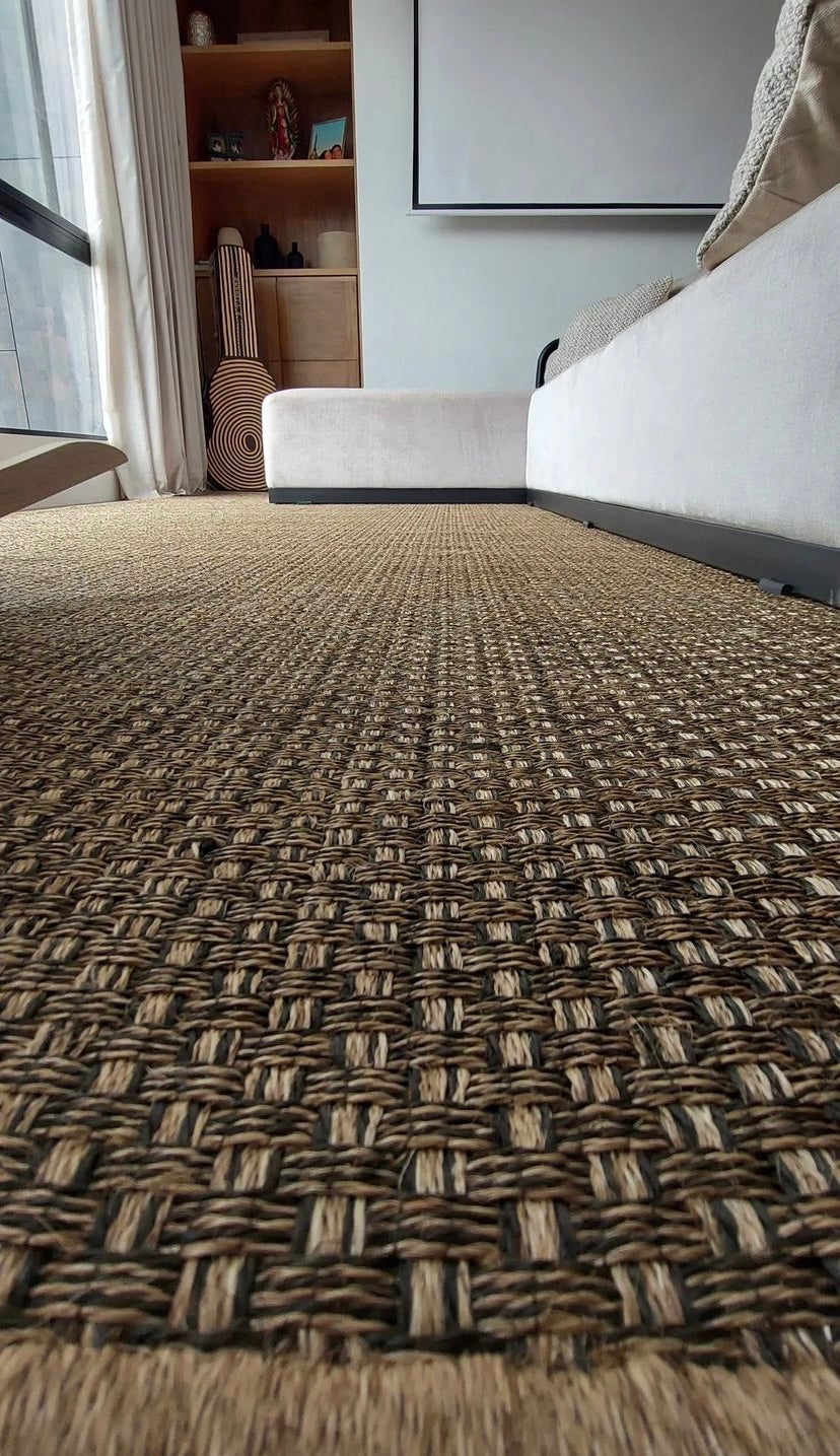 Natural and Dark Green Staple Lines Rug - Soft and Durable Area Rug for Living Room, Bedroom, and Home Decor
