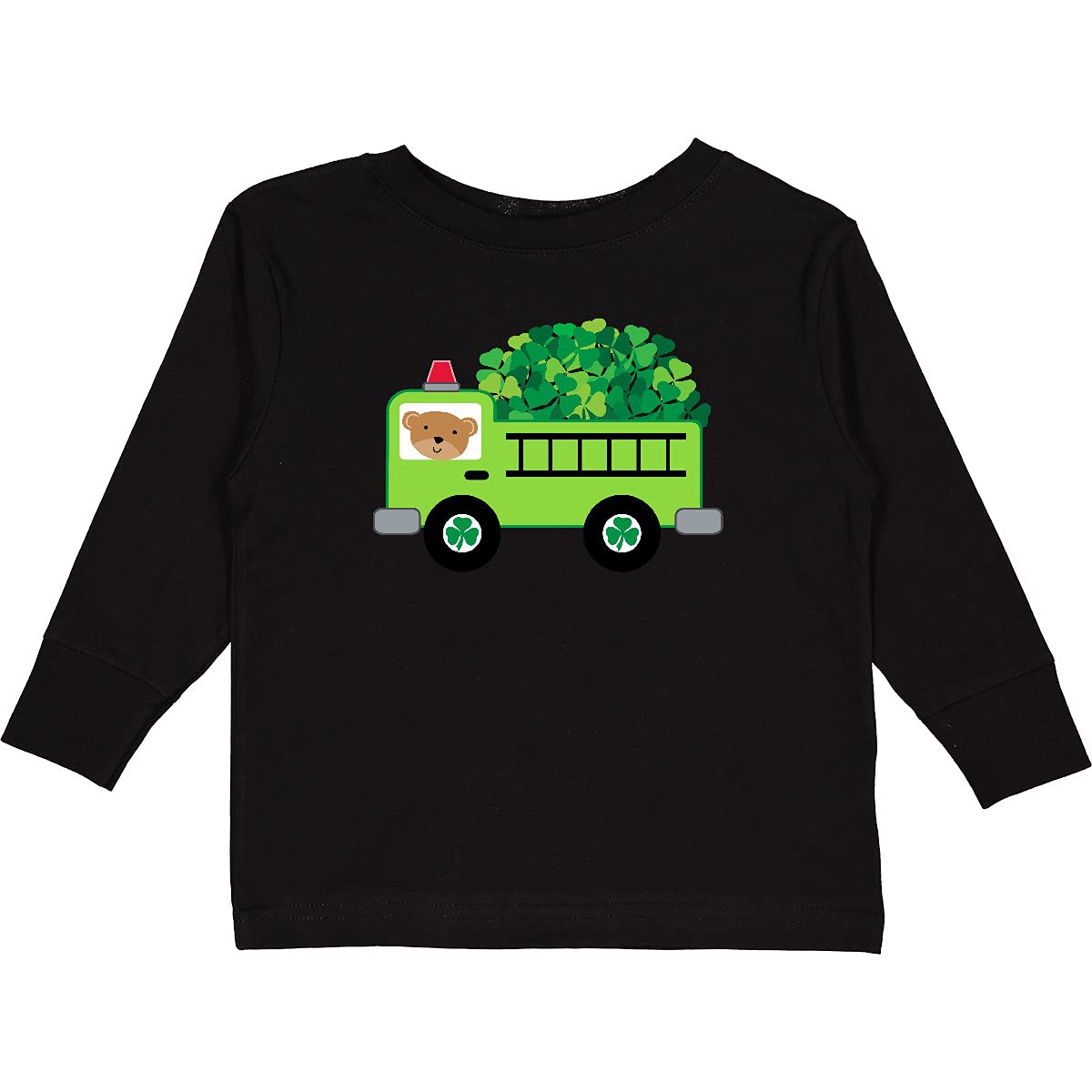 Inktastic St. Patrick's Day Fire Truck Toddler Long Sleeve T-Shirt - Cute Irish-Themed Shirt for Boys & Girls - Perfect for St. Patrick's Day Celebrations & Irish Pride Events