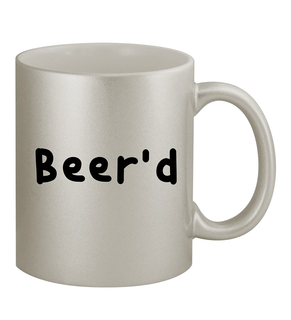 Beer'd - 11oz Ceramic Silver Coffee Mug with Handle | Insulated Hot & Cold Drink Cup for Office, Home, Camping | Perfect Gift for Coffee & Tea Lovers