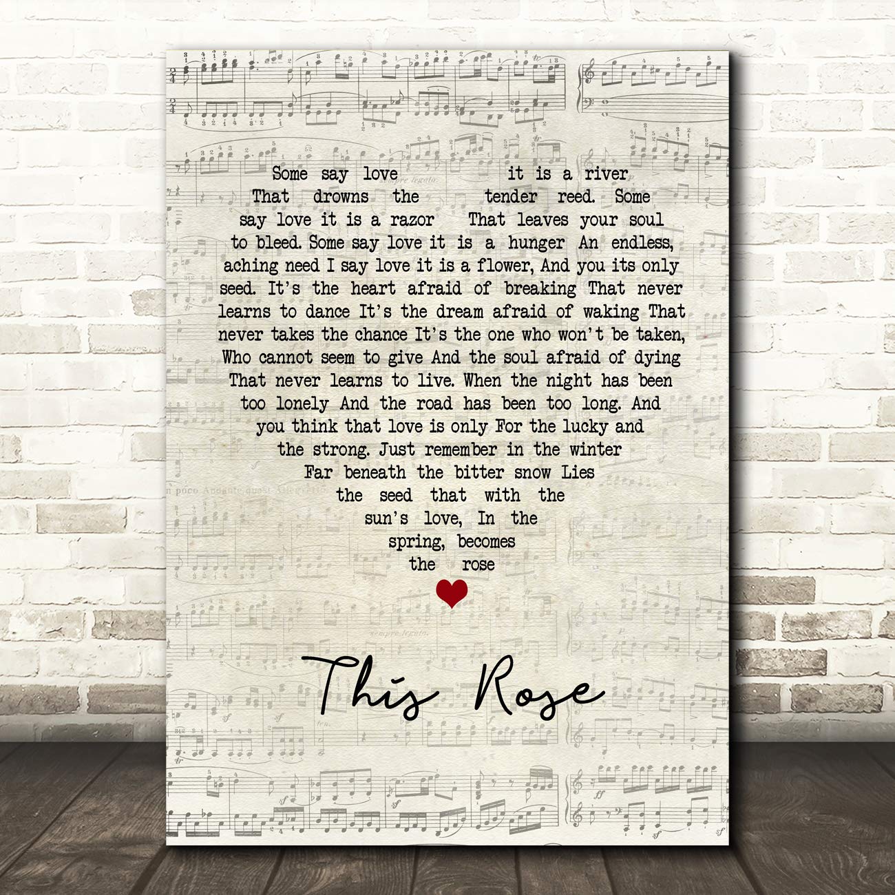 Romantic Rose Script Heart Quote Song Lyric Wall Art Print - Perfect for Bedroom, Living Room Decor & Valentine's Day Gifts