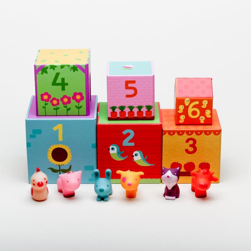 Topanifarm Stacking Cubes - Educational Wooden Building Blocks for Toddlers, Kids Learning & Developmental Toys - Perfect for Preschool Playtime, Birthday Gifts & Montessori Activities