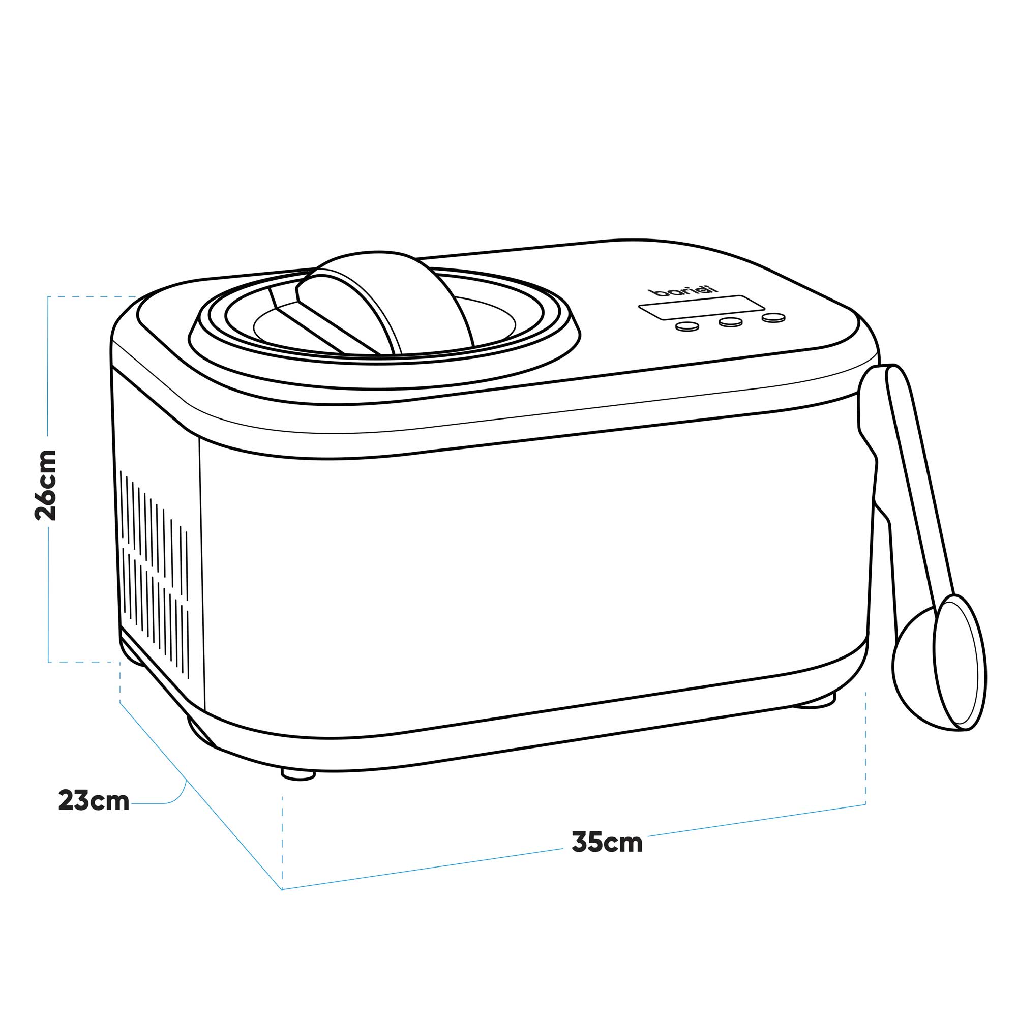 Baridi 1L Ice Cream Maker with Fast Freeze Compressor - Homemade Gelato, Sorbet & Frozen Yogurt Machine - Perfect for Parties, Desserts & Family Treats