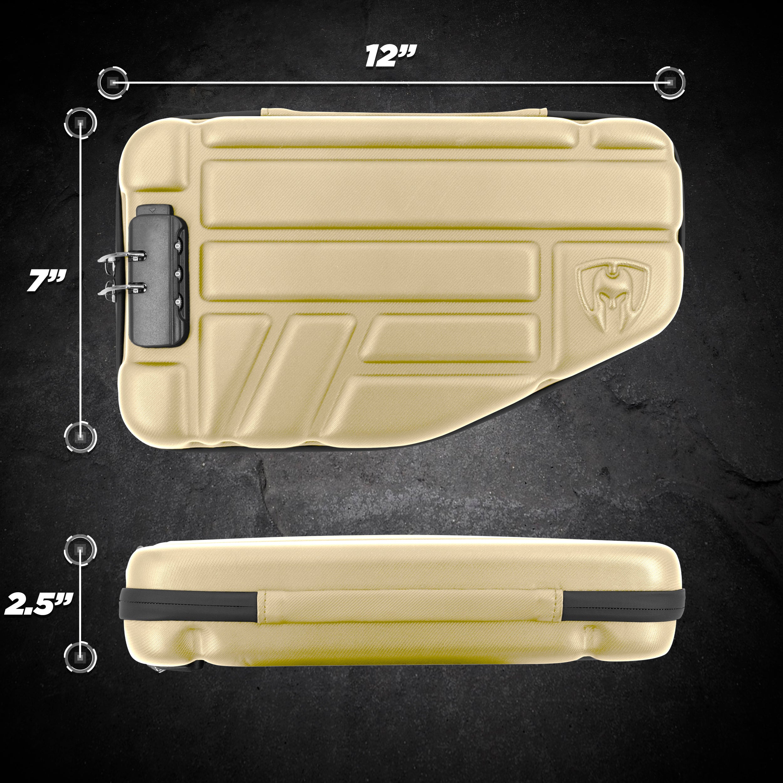 CASEMATIX Locking Pistol Case for Small to Large 9mm Handguns - Secure Gun Storage with Extra Magazine Space & Locking Zippers (Tan) - Perfect for Range, Travel & Home Security