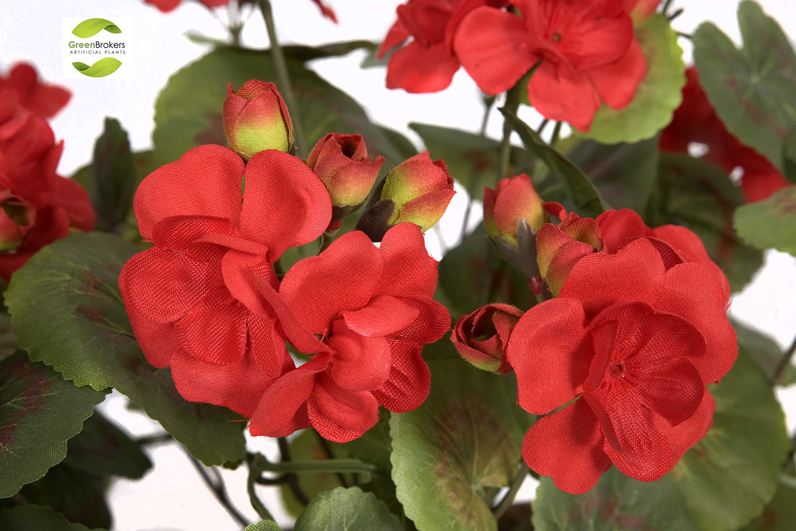 Red Artificial Geraniums in Rustic Tin Planter - 18 Inch Faux Flowers for Window Box Decor, Home & Garden, Wedding Centerpieces, and Outdoor Patio Decorations