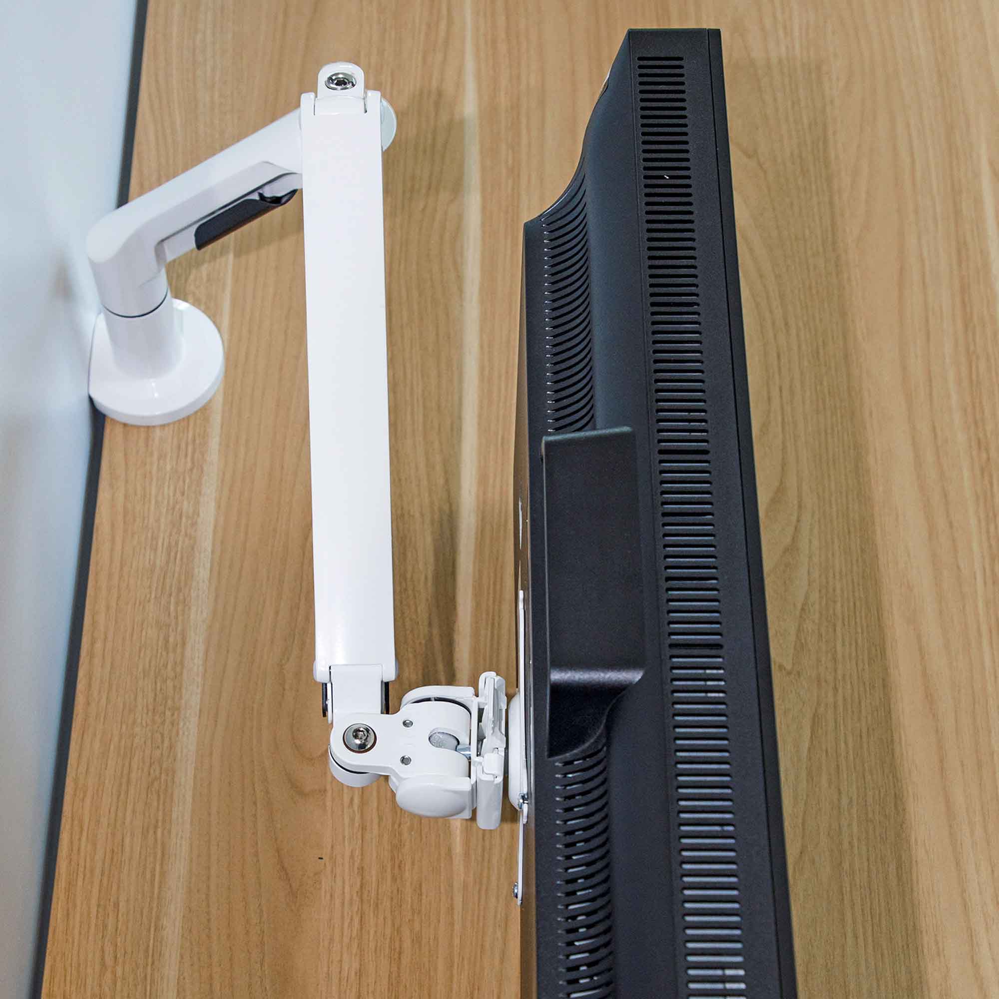 Adjustable Single Monitor Arm - Rotating Ergonomic Stand for 17-36 Inch Screens, 12kg Load Capacity, White (DH26) - Perfect for Home Office, Gaming & Workspace Setup