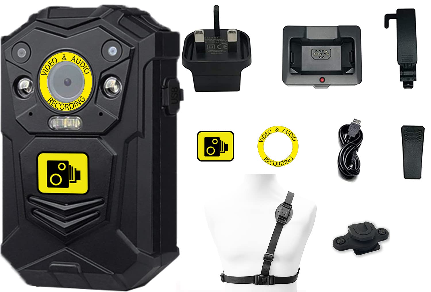Brifield® QHD 1512p Body Camera with 128GB Internal Memory, Night Vision Security Body Worn Camera for Law Enforcement, Security Guards & Night Patrol - Includes Quick Release Shoulder Harness & Connector | Perfect for Police Officers, Security Personnel and Outdoor Activities