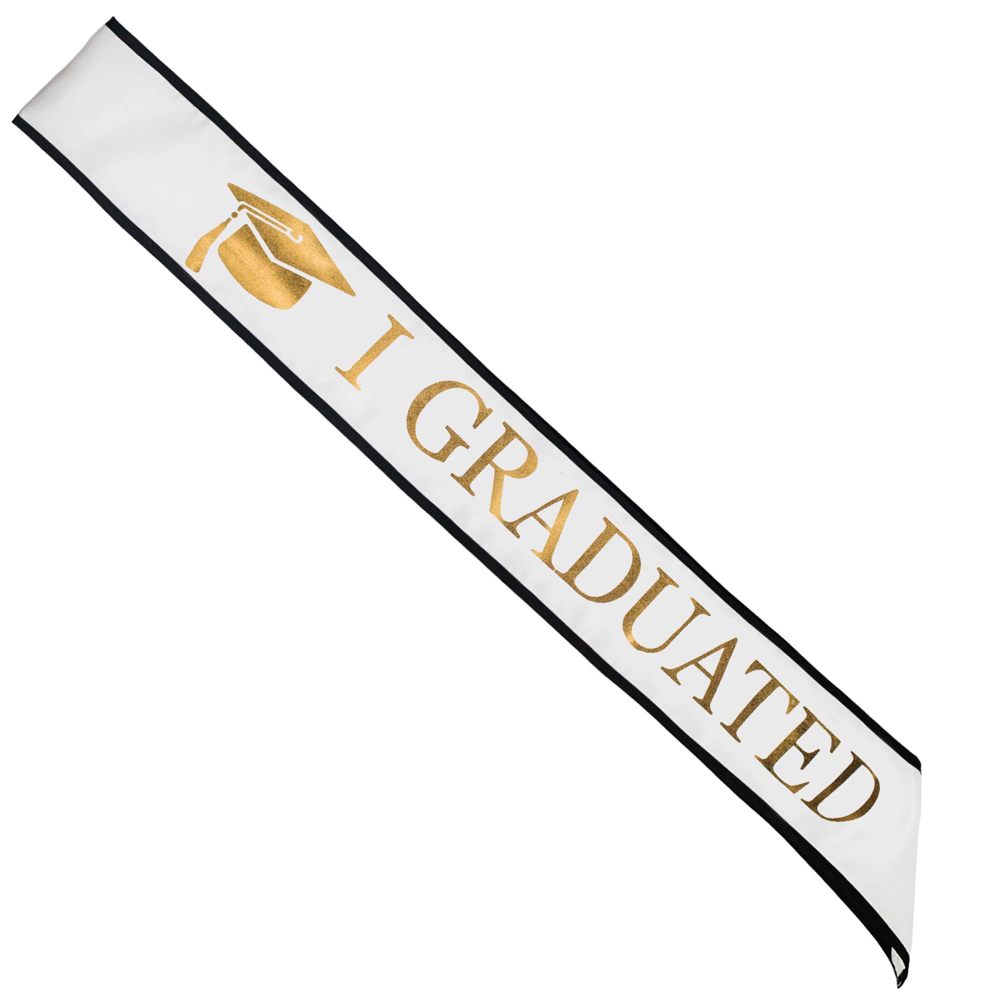 Graduation Sash Class of 2023 - Gold Glitter 'I Graduated' Stole for High School & College Graduation Ceremony - Perfect for Graduation Parties & Photo Shoots